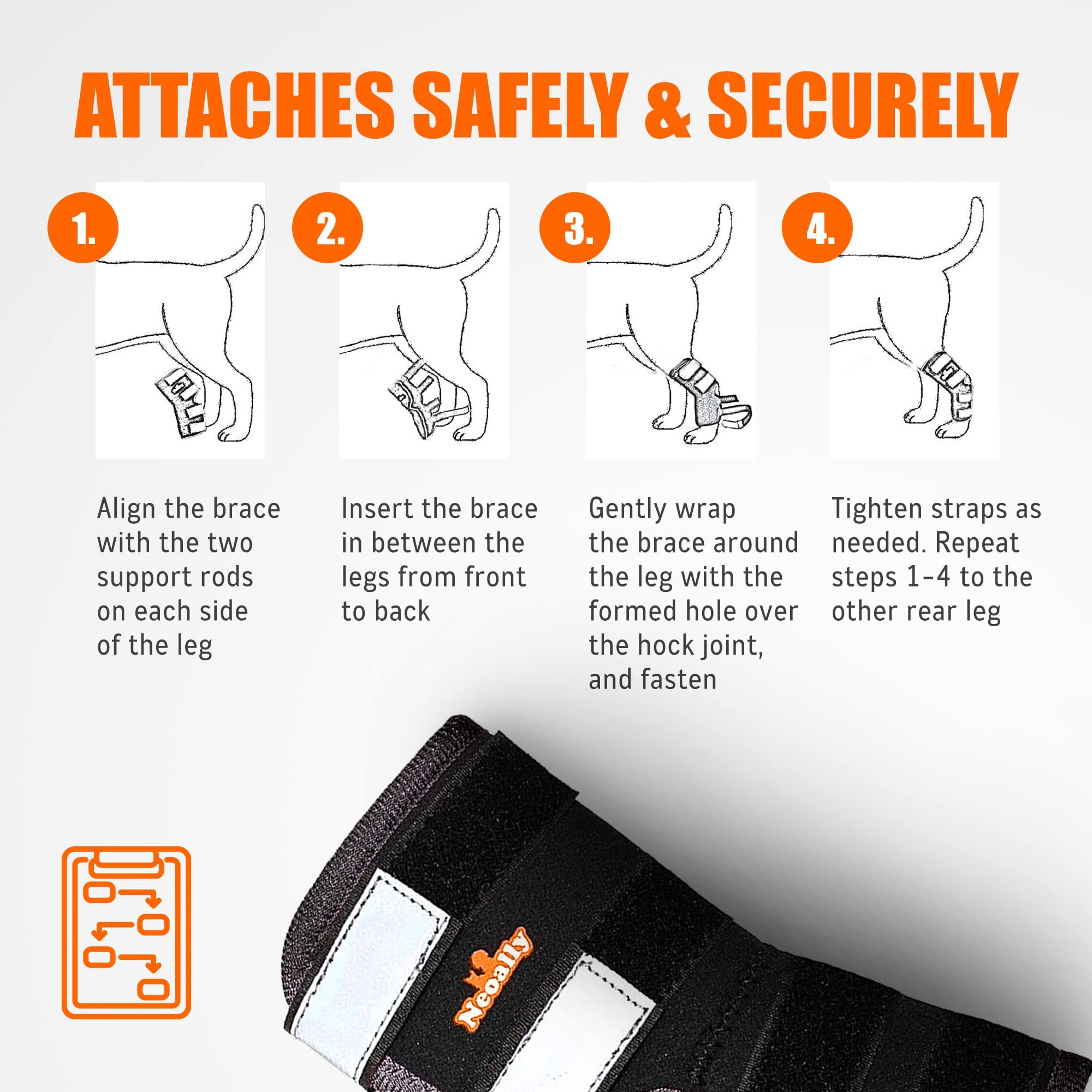 NeoAlly® Dog Rear Leg Hock Brace - Support for Large Dogs with Torn ACL/CCL, Ankle & Joint Protection - Long Version Medium (1 Pair) - Ideal for Post-Surgery Recovery & Active Dogs