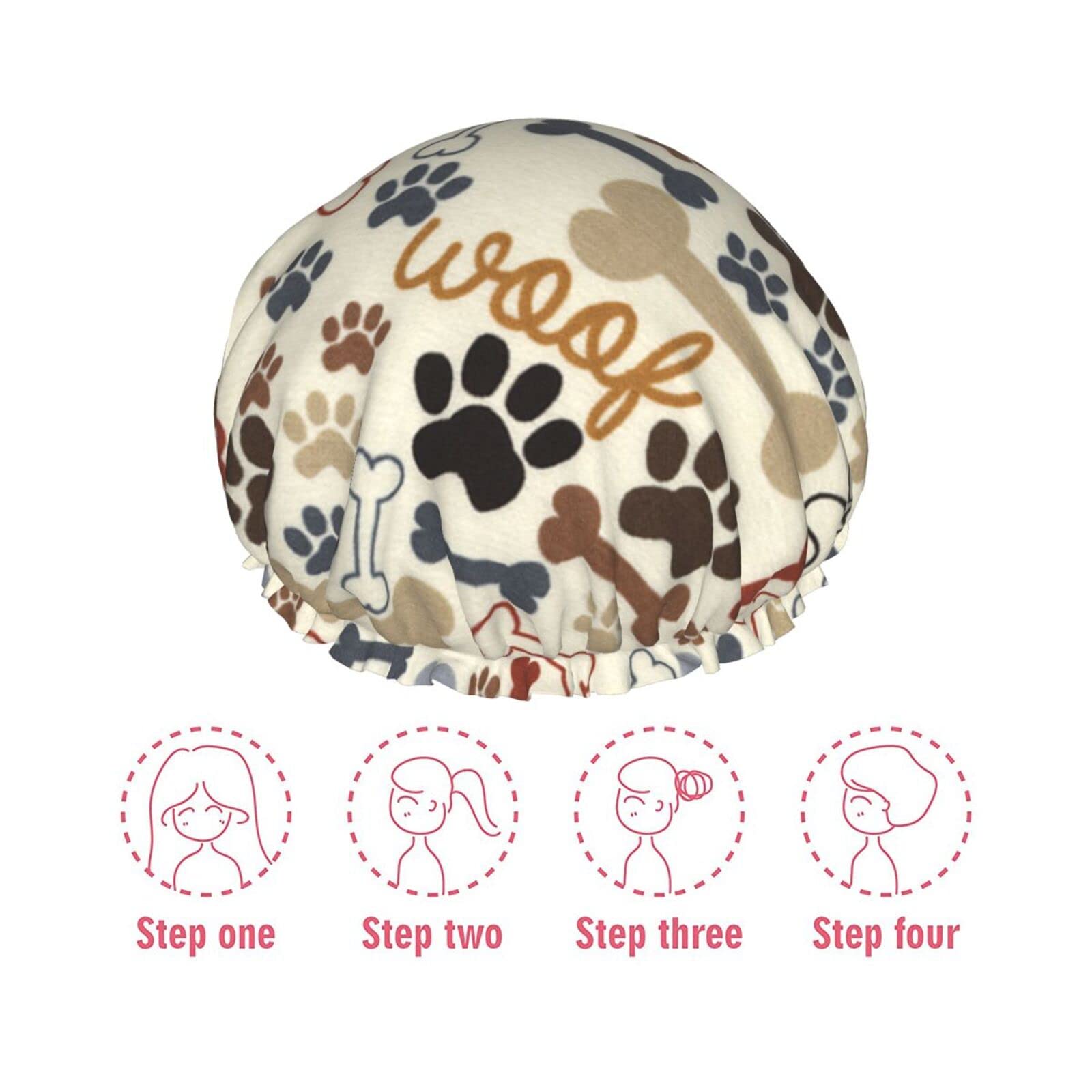 Waterproof Reusable Dog Paw Shower Cap for Women - Double Layer Bathing Hair Cover for Shower & Spa | Perfect for Pet Lovers, Bath Time, Hair Care & Relaxation