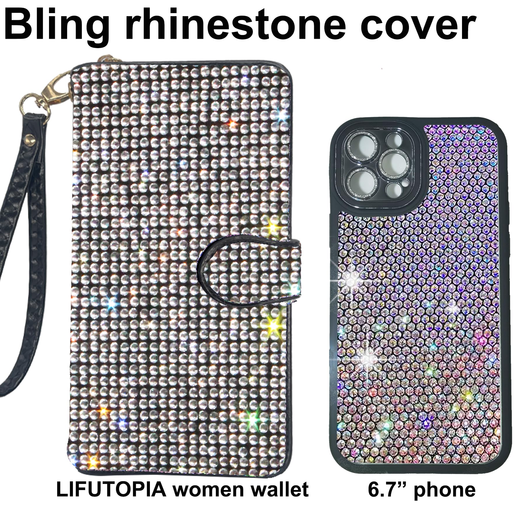 Sparkling Rhinestone Women's Wallet Wristlet Clutch - Large Capacity Crossbody Purse for Evening Parties, Weddings & Special Occasions