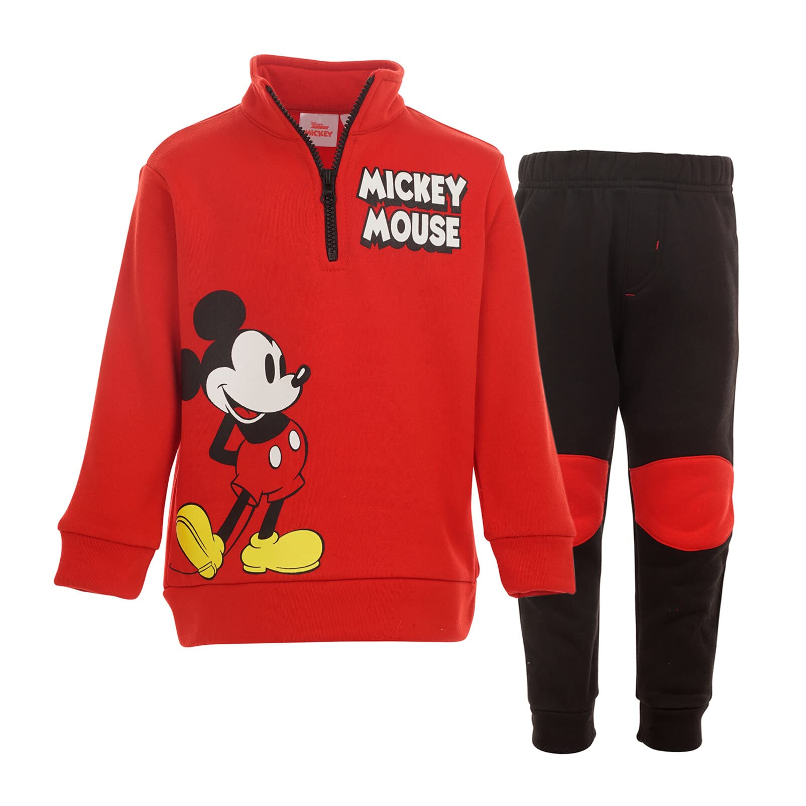 Disney Mickey Mouse Baby Half Zip Sweatshirt & Pants Set - Cute Cotton Outfit for Infant to Toddler (6-24 Months) - Perfect for Playtime, Family Photos & Disney Theme Parks
