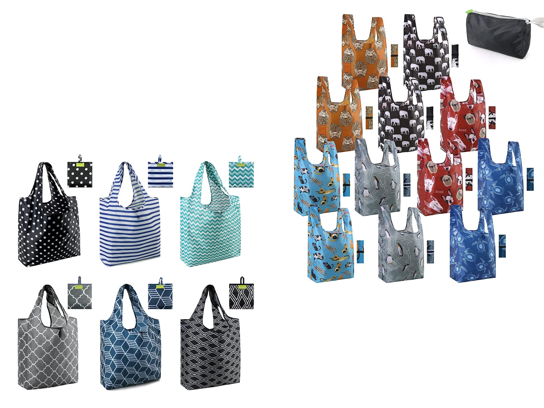 BeeGreen 18-Pack Reusable Grocery Bags - Large Heavy Duty Shopping Totes with Handles, Durable & Foldable for Easy Storage, Machine Washable - Perfect for Grocery Shopping, Farmers Market, and Eco-Friendly Lifestyle