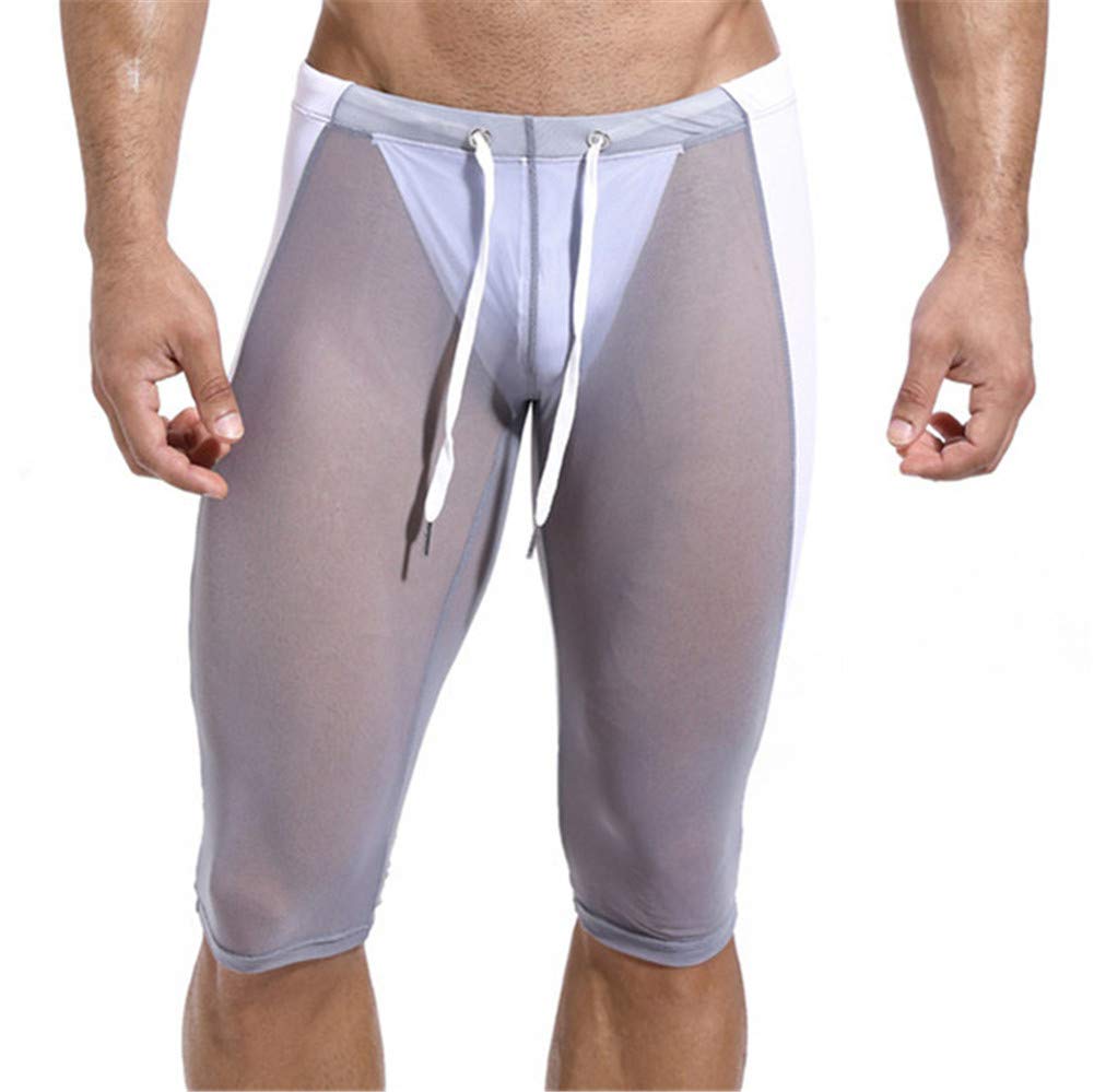 HTABY Men's Quick-Dry Mesh Beach Shorts - Breathable Transparent Running Shorts for Jogging, Fitness & Swimming - Lightweight Athletic Gym Shorts (Gray, Large) - Perfect for Summer Workouts, Beach Vacations & Poolside Relaxation