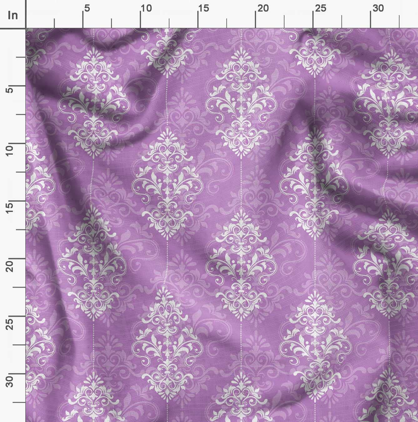 Soimoi Moss Georgette Brown Fabric by The Yard - 42 Inch Wide Filigree Damask Print Material for Dresses, Curtains & DIY Projects - Elegant Printed Fabric for Sewing, Crafts & Home Decor