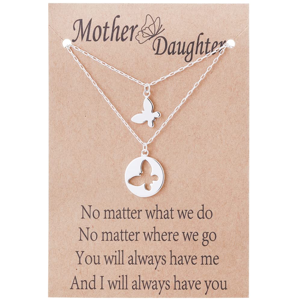 HEYu Mother Daughter Matching Elephant Necklaces Set - 2 Piece Brass Jewelry for Women, Best Mom Daughter Gift for Mother's Day, Graduation, Birthday | Perfect for Family Bonding, Special Occasions & Everyday Wear