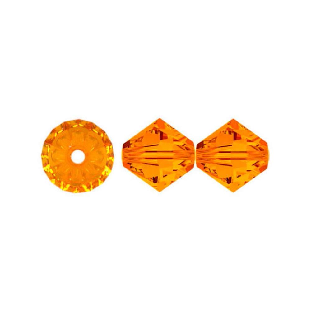 200pcs Authentic Preciosa 3mm (0.12 Inch) Small Faceted Bicone Crystal Beads - Sun Orange Color, Compatible with Swarovski 5301/5328 - Perfect for DIY Jewelry Making, Bracelets, Necklaces, Earrings & Craft Projects - Pre-B312