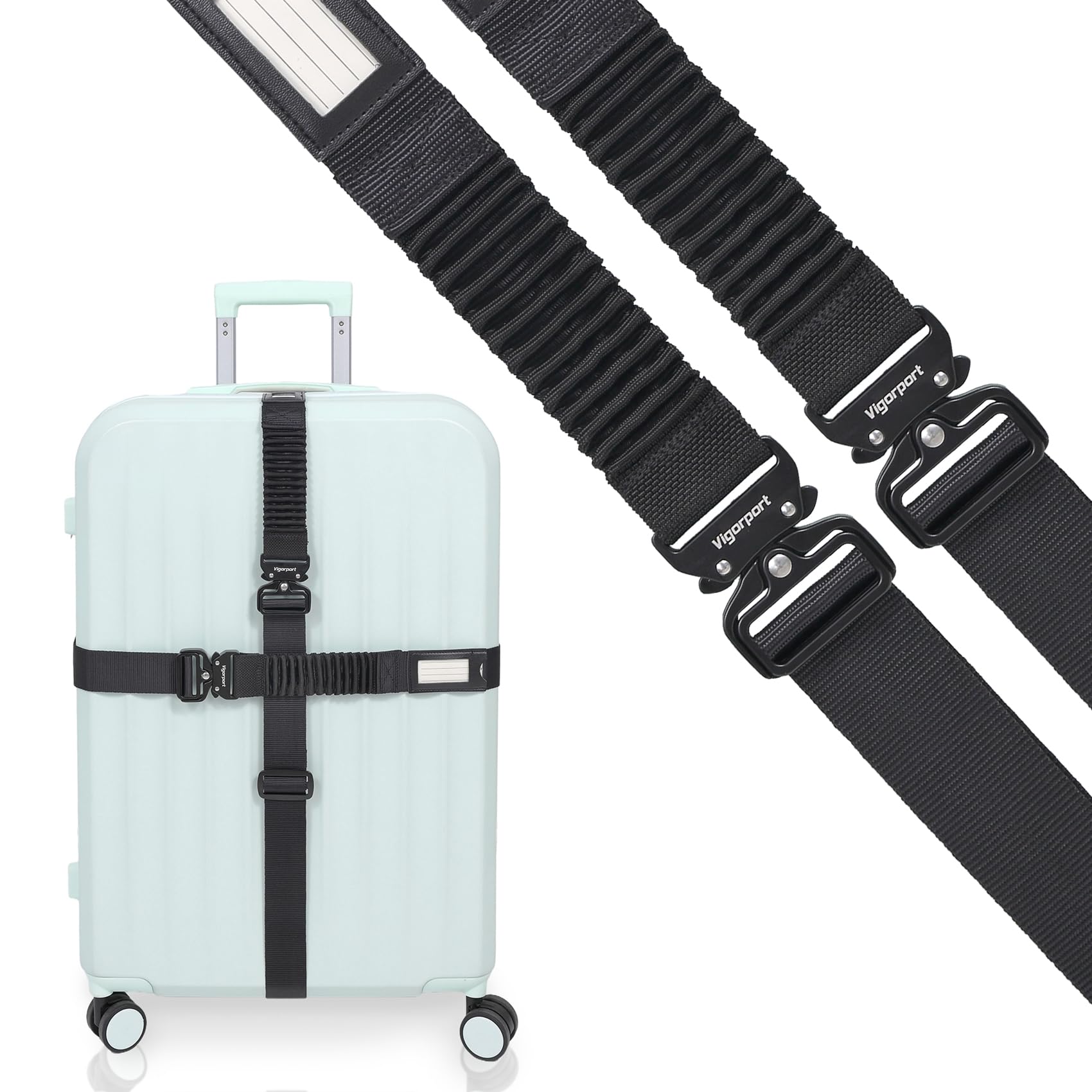 Vigorport TSA Approved Heavy Duty Luggage Straps with Metal Buckles - 72