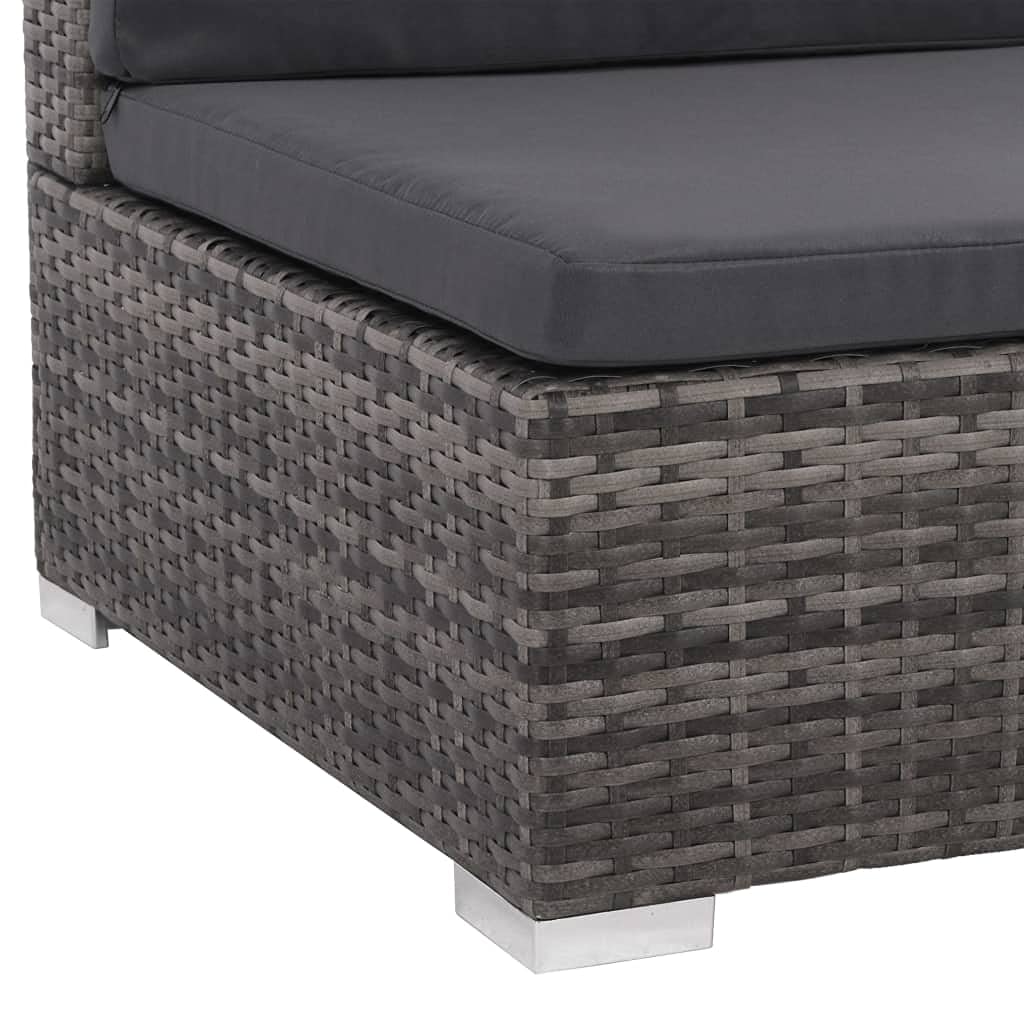 12-Piece Outdoor Patio Furniture Set - Modular Wicker Sofa & Dining Table with Cushions, Gray Poly Rattan - Fast Shipping | Perfect for Garden, Poolside & Backyard Relaxation