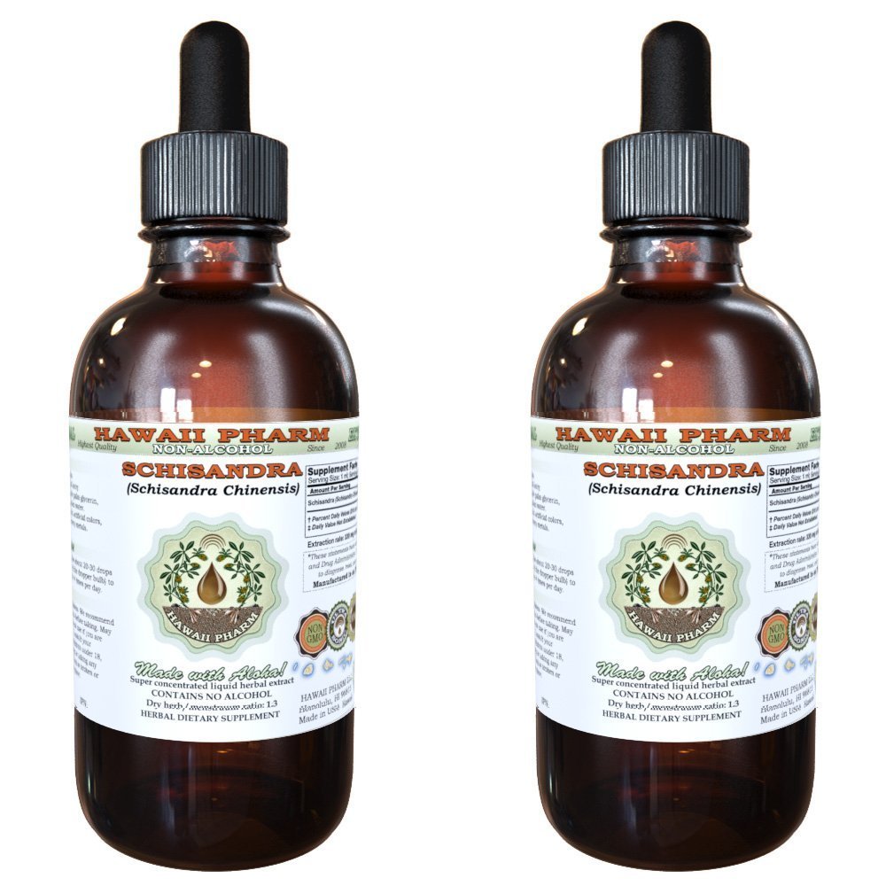 Organic Schisandra Chinensis Alcohol-Free Liquid Extract | Natural Herbal Berry Glycerite Supplement | USA-Made by Hawaii Pharm | 2x4 fl.oz | Stress Relief, Energy Boost & Immune Support for Daily Wellness