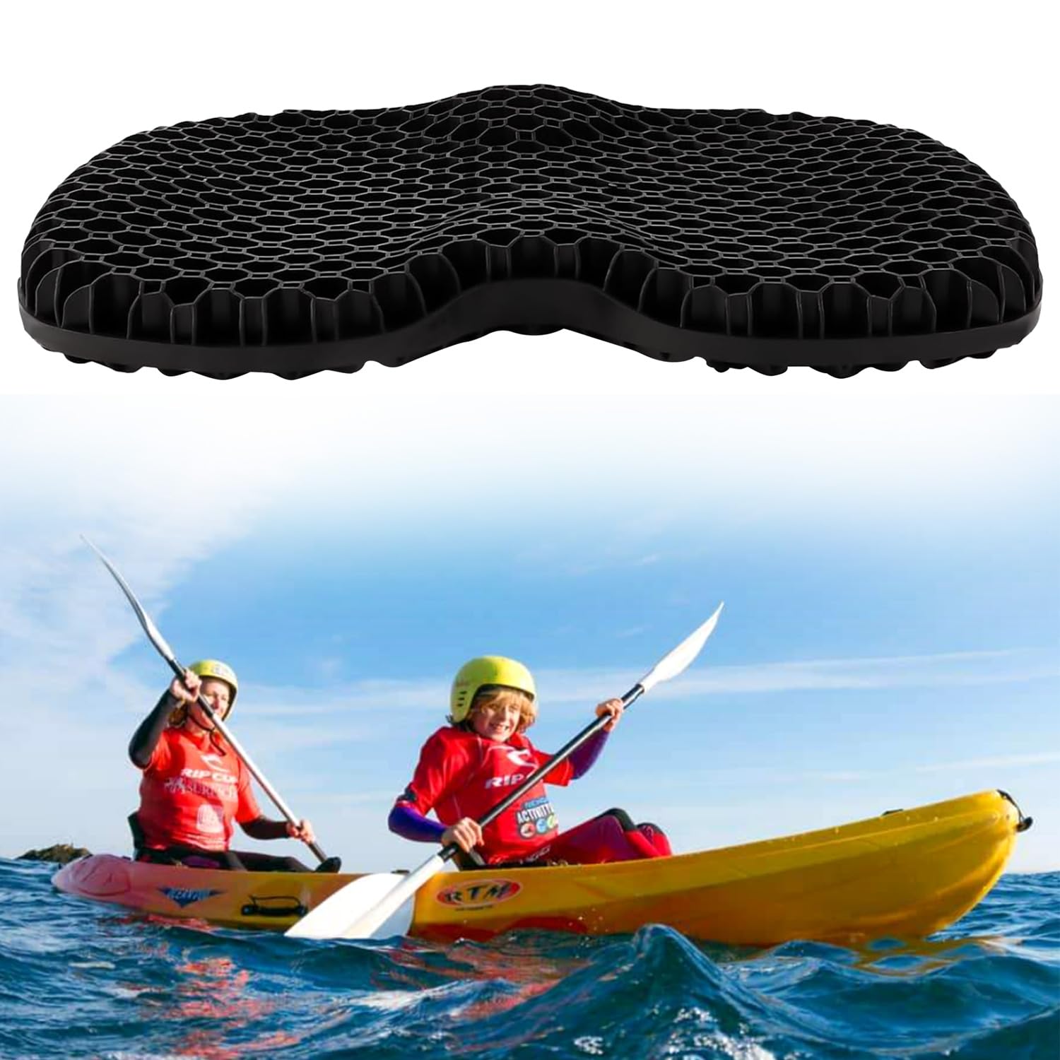 **Thick Waterproof Non-Slip Kayak Seat Cushion - Gel Padded Canoe & Inflatable Kayak Seat Pad for Comfortable Fishing & Kayaking - Perfect for Long Trips & Outdoor Adventures**