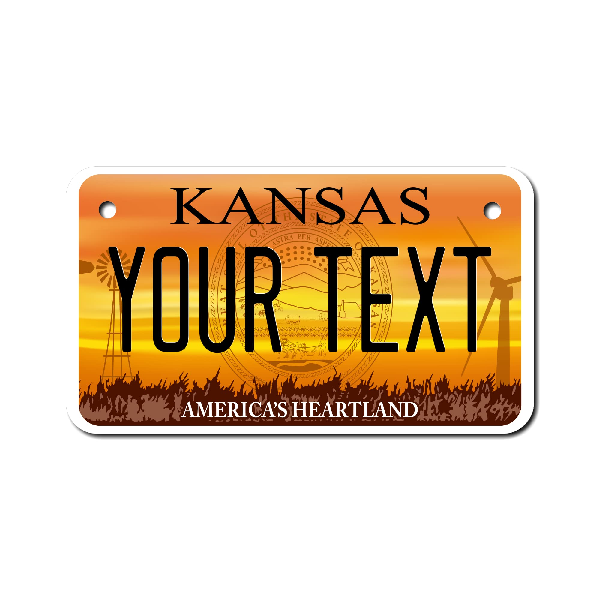 Personalized Kansas License Plate - 5 Custom Sizes with Your Name/Text - 4