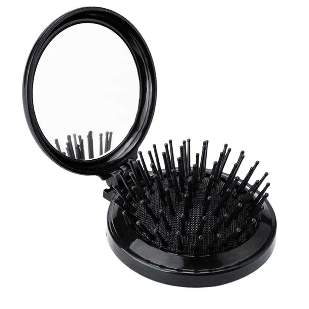 VMS INDIA Travel Round Folding Hair Comb - Mini Scalp Massage Wide Tooth Detangling Comb for Women & Men - Perfect for Travel, Gym, and On-the-Go Hair Care