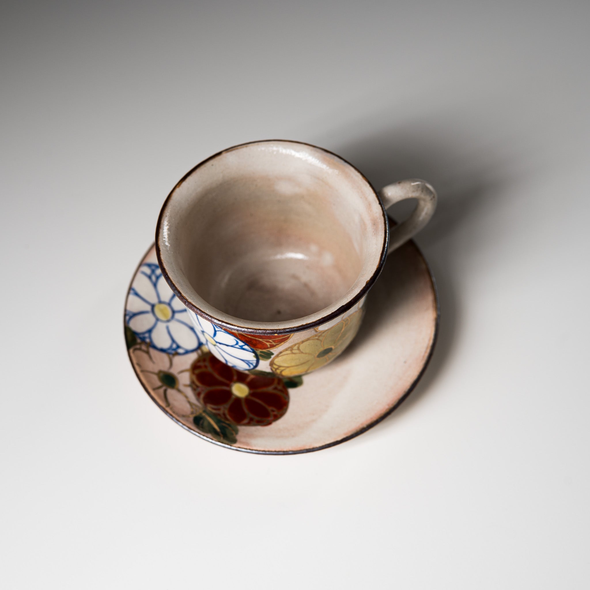 Handmade Kyoto Kiyomizu Ware Mini Espresso Cup Set - Marguerite Design | Authentic Japanese Ceramic Coffee Cups for Espresso, Cappuccino & Tea | Perfect Gift for Coffee Lovers & Home Decor