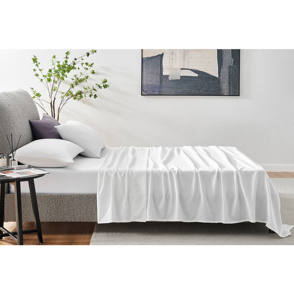 Premium 1200 Thread Count 100% Cotton Bed Sheet Set - Queen Size, White - Ultra Soft & Breathable for a Comfortable Night's Sleep - Perfect for Master Bedrooms, Guest Rooms & Hotels