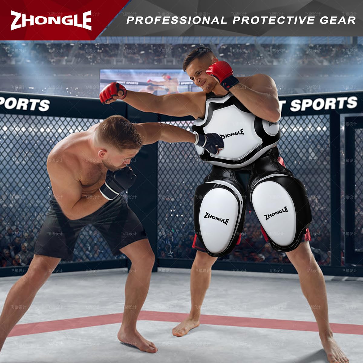 Zhongle Max Thick 4in Muay Thai Thigh Pads - Professional Thigh Guards for MMA, UFC, Taekwondo & Kickboxing Training - Heavy Duty Leg Protection for Combat Sports & Martial Arts Practice
