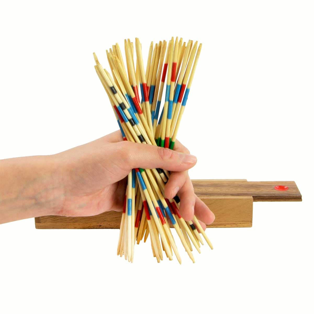 Premium Wooden Mikado Table Game - Classic Teak/Samena Wood Board Game with Bamboo Sticks - Fun Family & Party Game for Indoor & Outdoor Gatherings