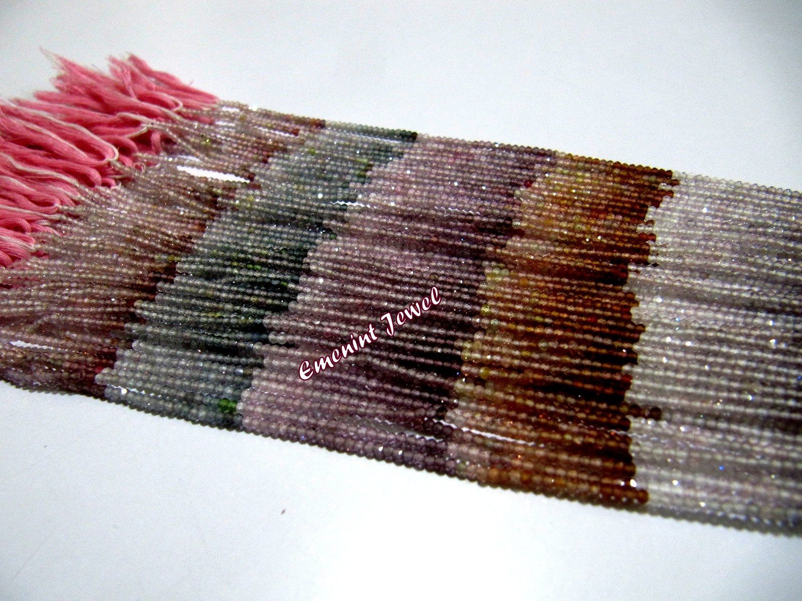 Natural Multi Spinel 2mm Faceted Beads - 13 Inch Strand of Diamond Cut Gemstone Beads for Jewelry Making, DIY Bracelets, Necklaces & Craft Projects