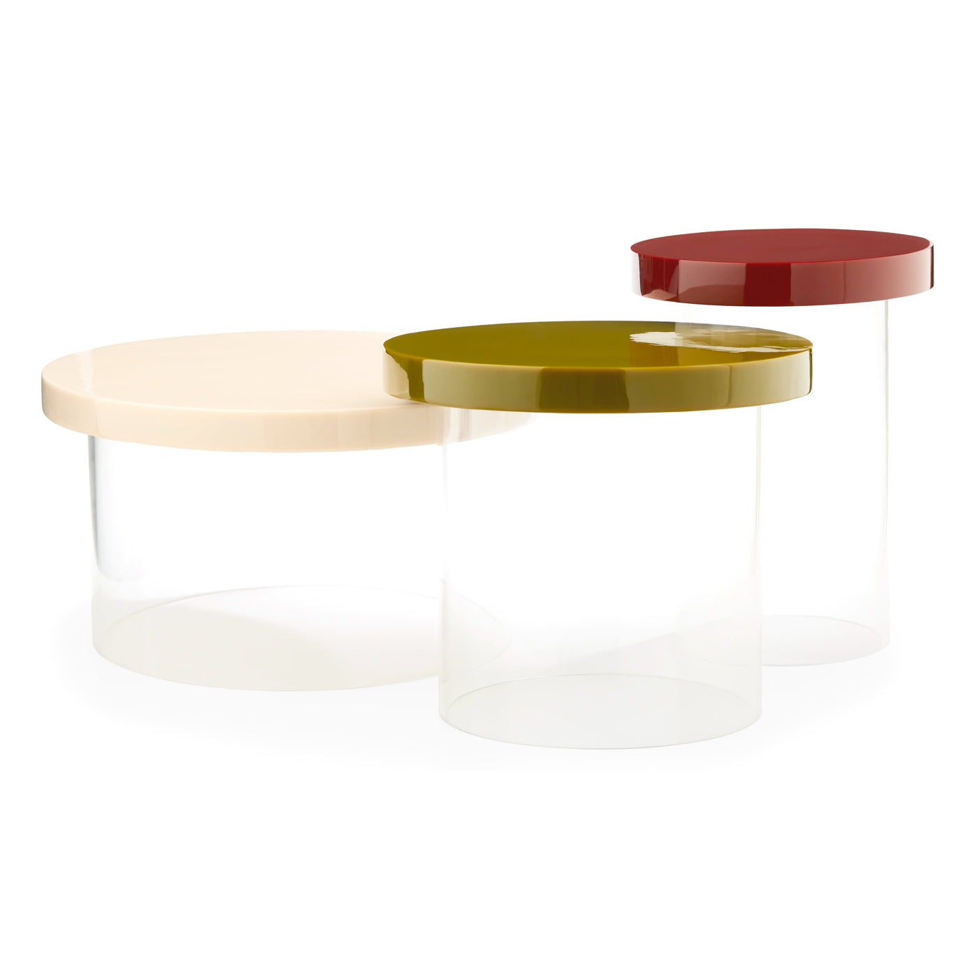 Modern Acrylic Dot Nesting Tables Set of 3 - Stackable Side Tables for Living Room, Bedroom & Office - Contemporary Clear Coffee Table Set with Geometric Design for Small Spaces