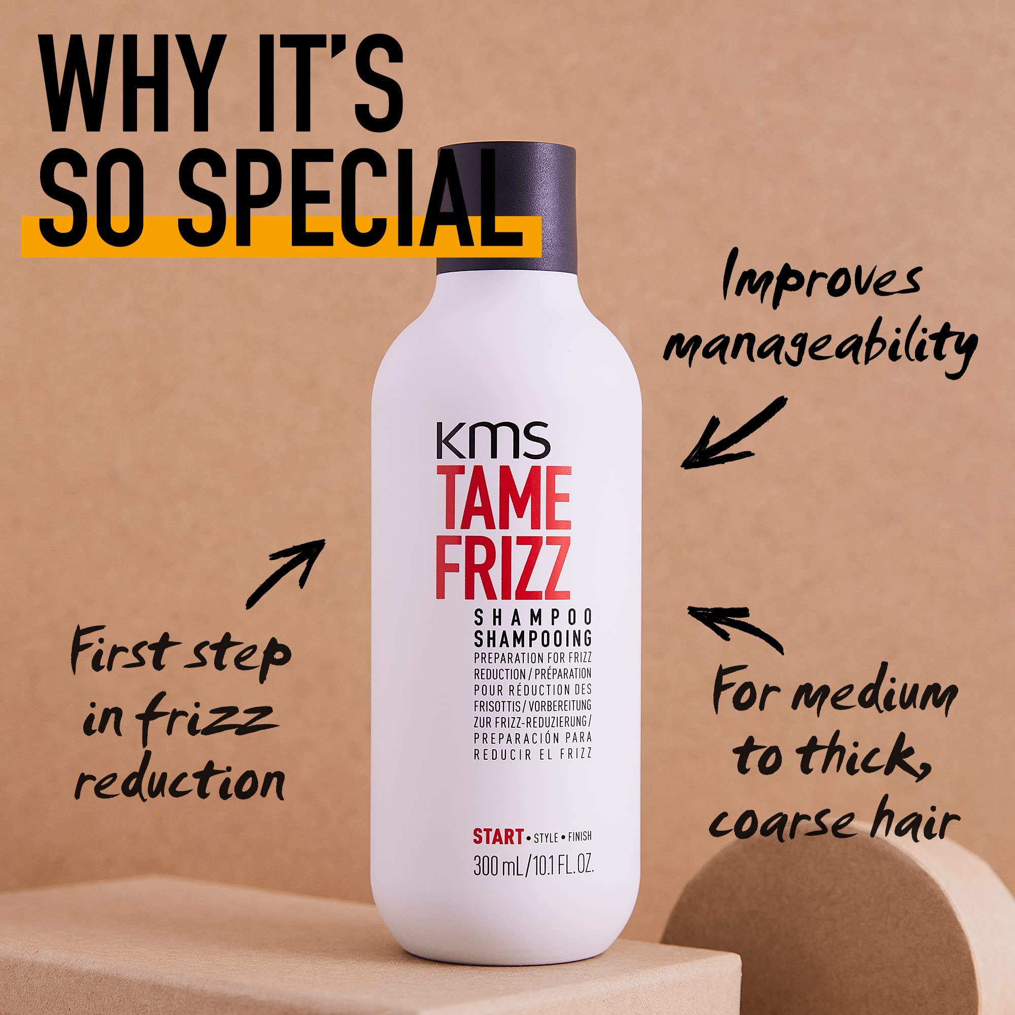 KMS TameFrizz Smoothing Shampoo for Frizzy Hair - Hydrating & Nourishing Formula for Silky, Manageable Hair - Perfect for Daily Use at Home or Salon