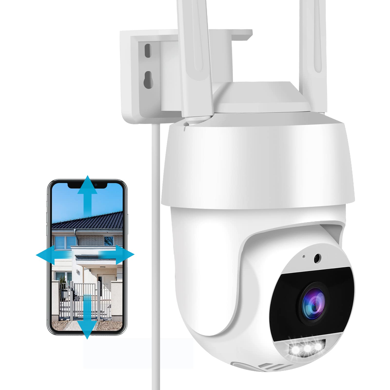 2K Outdoor Security Camera - 4MP 360° WiFi Surveillance Camera with Motion Detection, Siren Alarm, Auto Tracking & Two-Way Talk | IP66 Waterproof, Full Color Night Vision, 2.4GHz | Ideal for Home Security, Backyard Monitoring & Business Protection