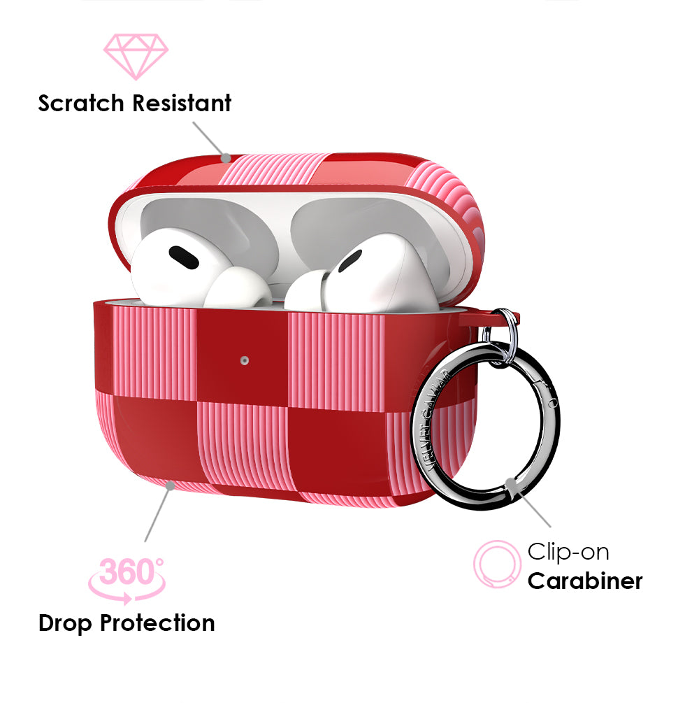Rose Gold Checkered AirPod Case - Trendy Protective Cover for AirPods 1/2/3 & Pro - Perfect for Travel, Work & Everyday Use