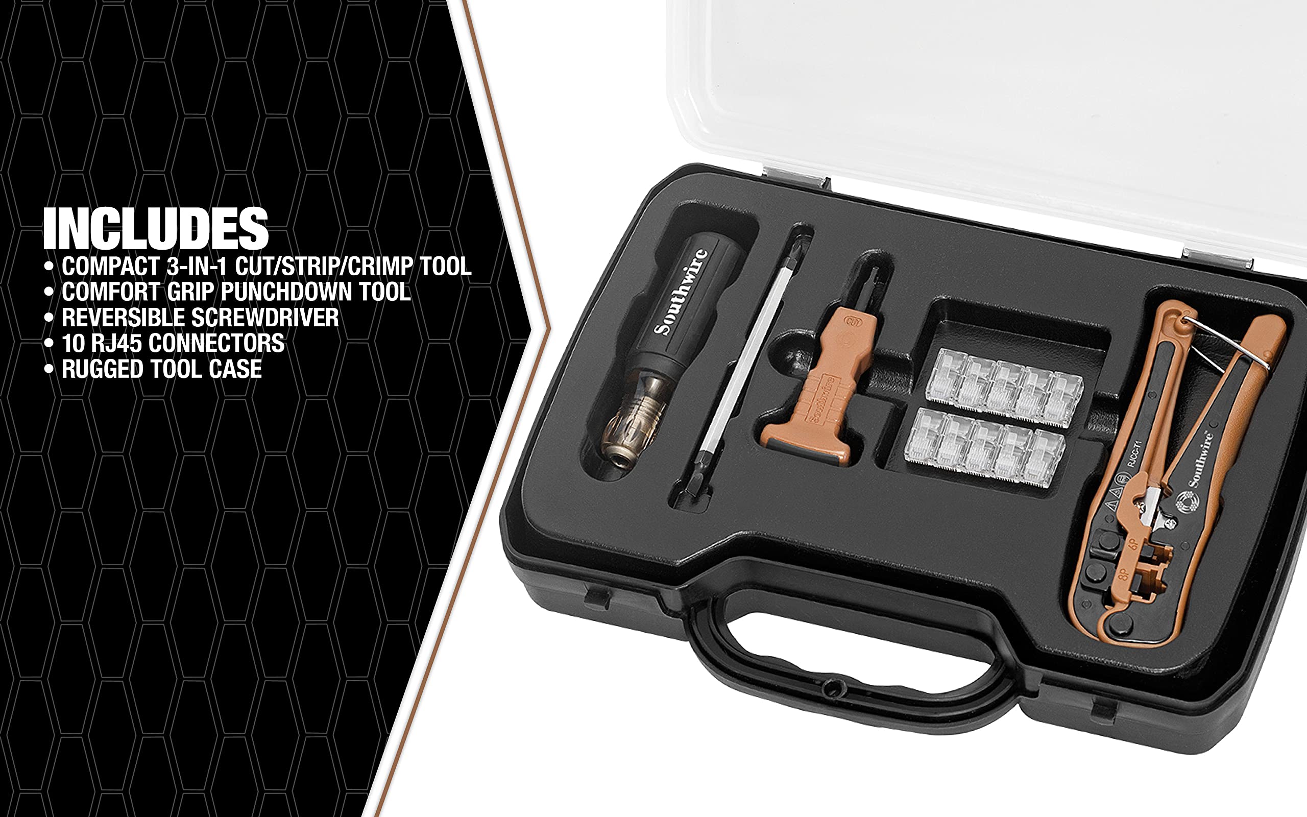 Southwire 58744140 KIT-TP1 Professional Network Tool Kit for Ethernet Cable Installation & Repair - Ideal for IT Technicians, Electricians, and DIY Home Networking Projects