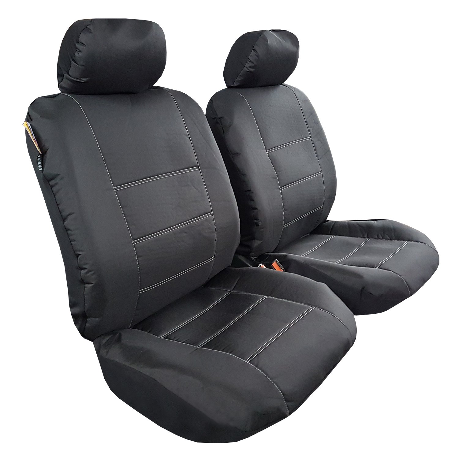 Waterproof Black Canvas Car Seat Covers with White Thread - Universal Fit 9-Piece Set for SUVs, Trucks & Sedans - Durable Protection for Pets, Kids & Daily Commuting