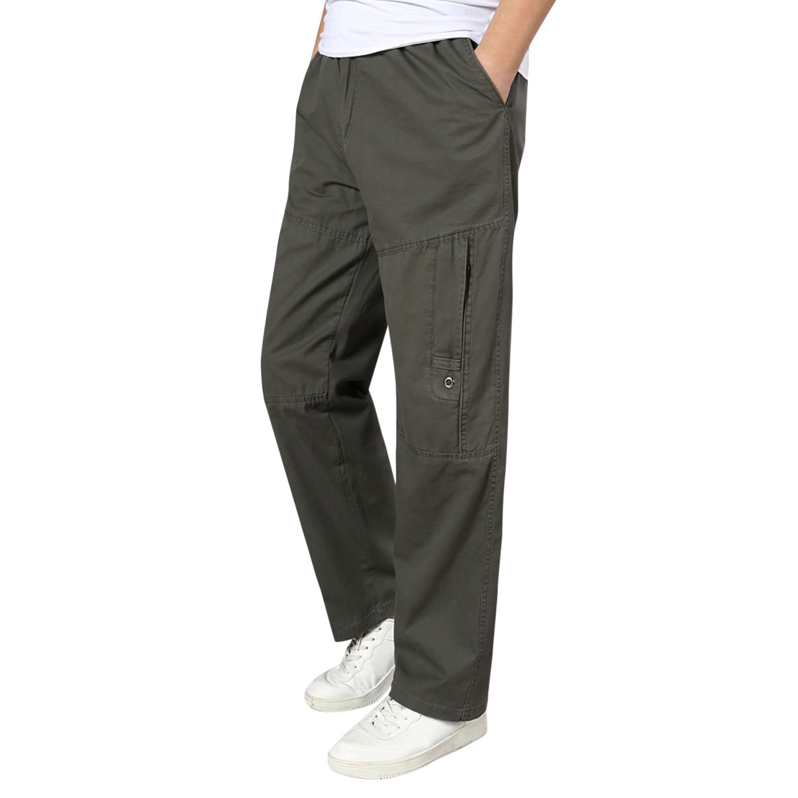 Men's Solid Color Summer Casual Cargo Pants - Breathable Woven Long Work Pants with Multiple Pockets | Perfect for Outdoor Activities, Travel & Daily Wear
