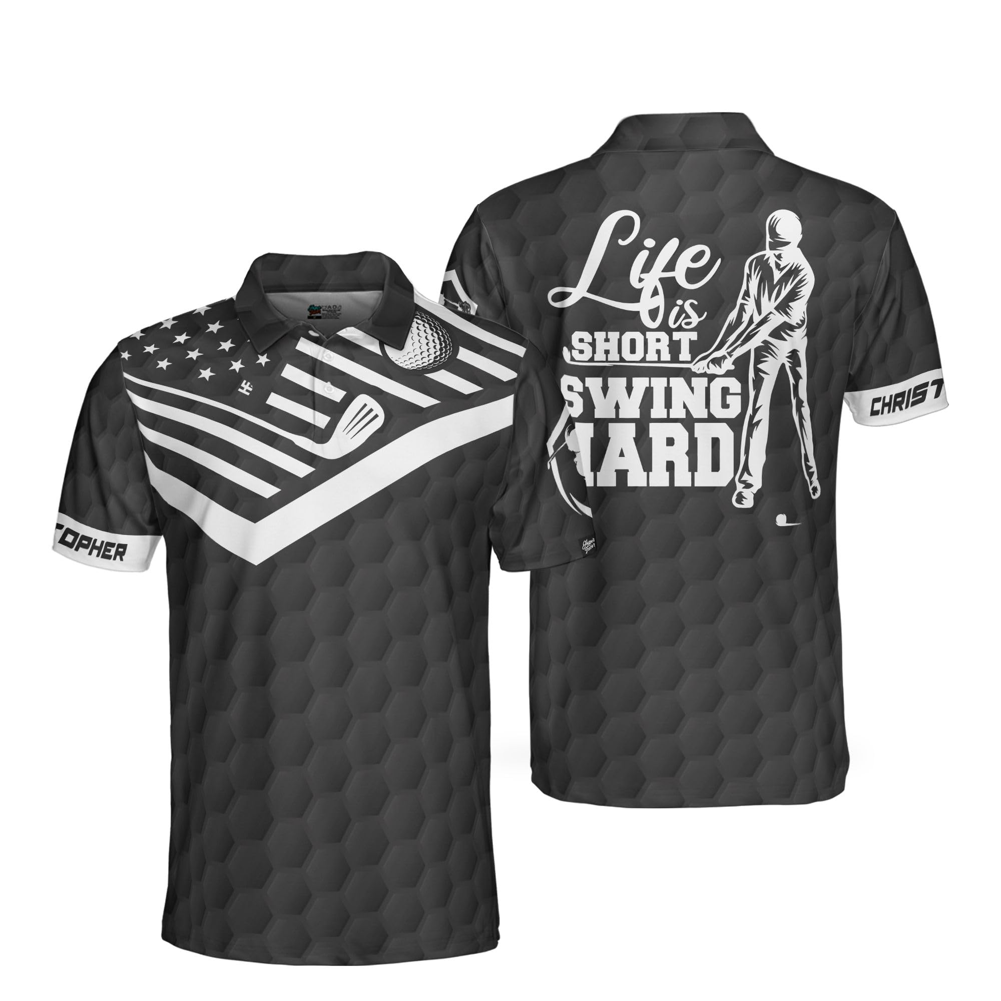 HYPERFAVOR Custom Men's Golf Polo Shirts with Club & Flag Design - Breathable Short Sleeve Performance Shirt for Golfing, Country Club Events & Casual Wear