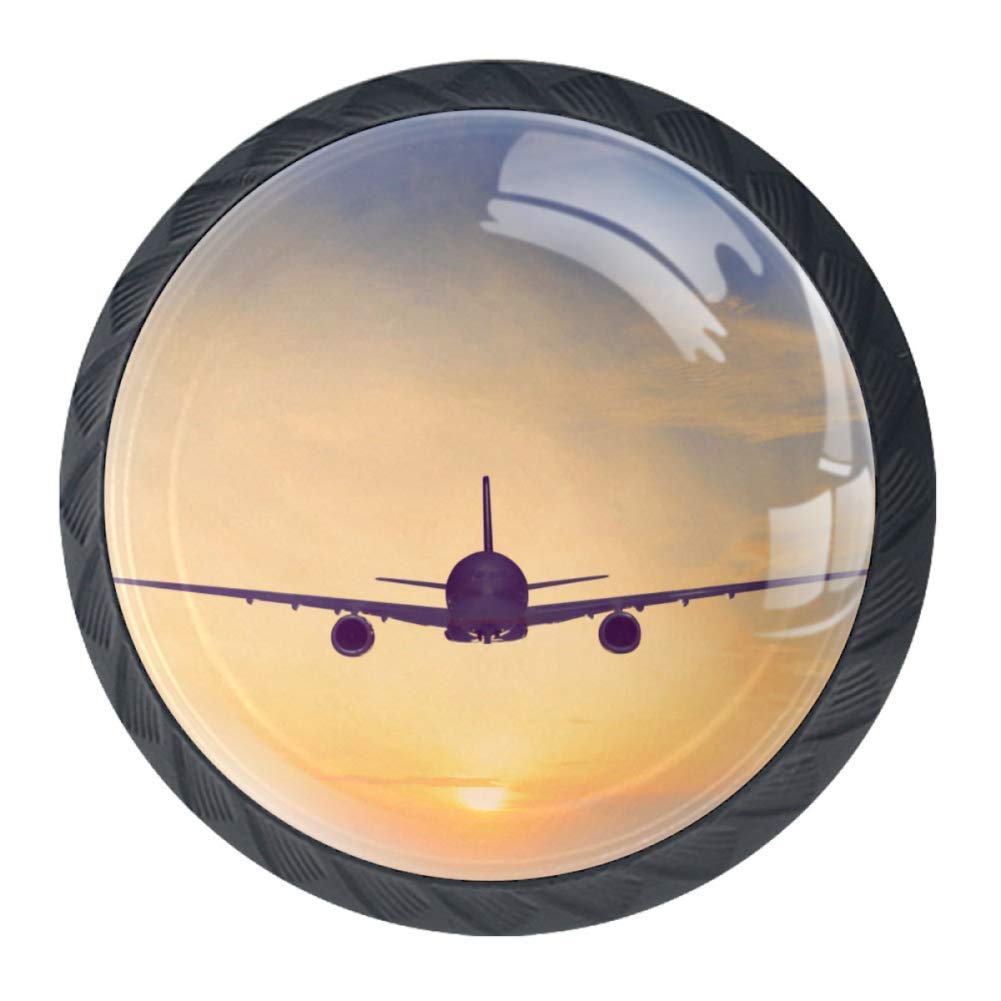 Sunset Airplane Cabinet Knobs - 4pcs Drawer Pulls for Home & Office DIY