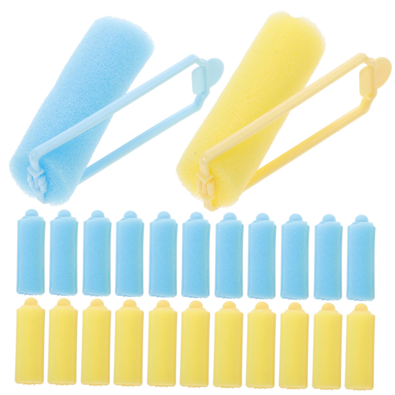BIUDECO 24pcs Sponge Hair Rollers for Curling - Self Holding PP Hair Styling Rollers for Sleeping, Air Bangs & Heatless Curls - Perfect for Overnight Styling, Salon-Quality Waves & Effortless Volume