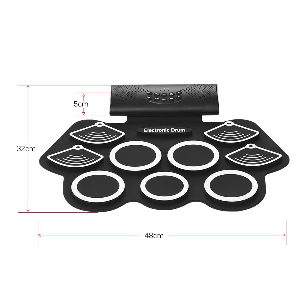 Electronic Drum Pad with Built-In Stereo Speaker | Portable Roll-Up Drum Kit with Headphone Jack, Drum Sticks & Foot Pedals | Perfect Holiday & Birthday Gift for Kids & Beginners | Ideal for Home Practice, Music Lessons & Live Performances
