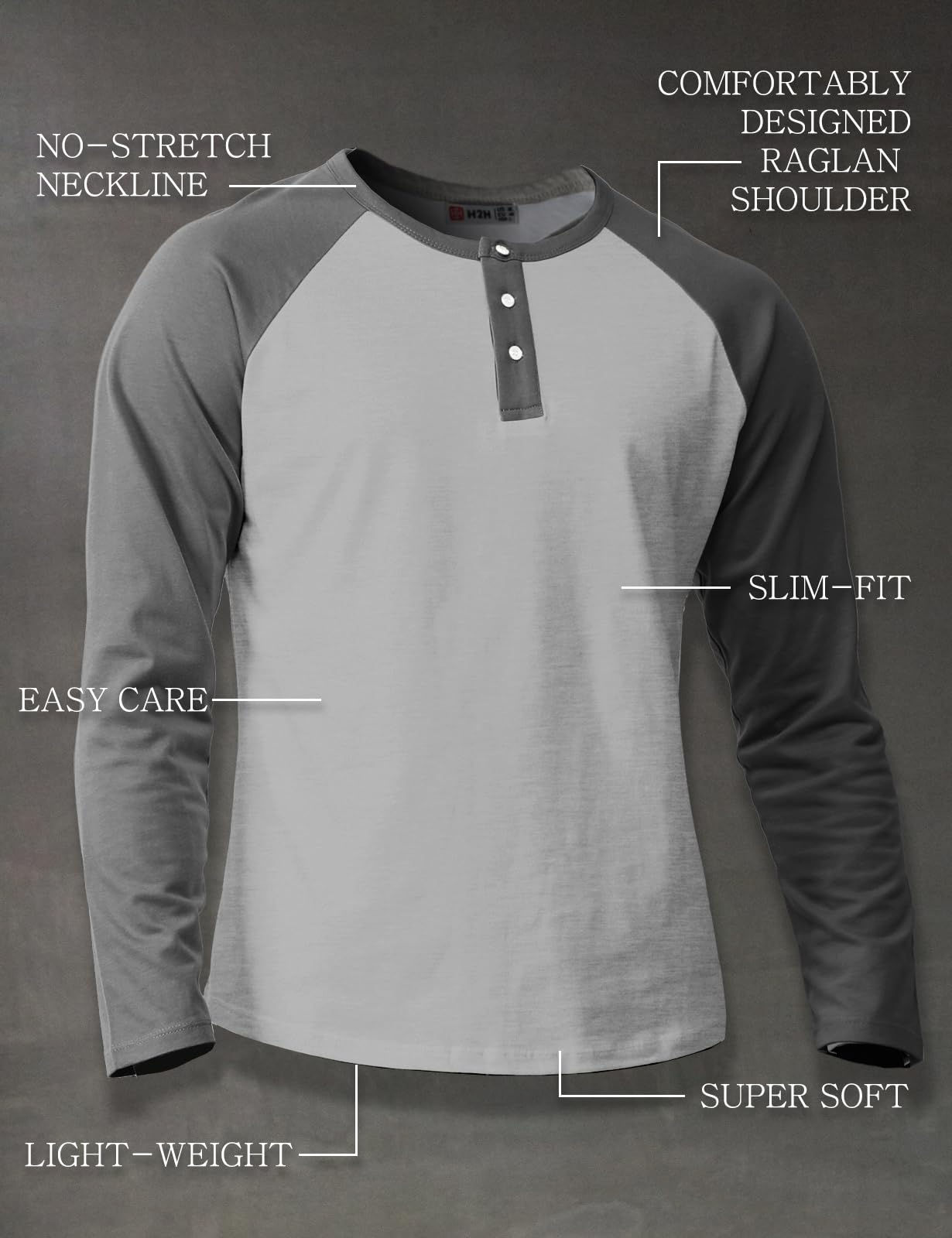 **Men's Casual Slim Fit Henley T-Shirts - Raglan Long & 3/4 Sleeve Baseball Jersey Shirts for Everyday Wear & Street Style**