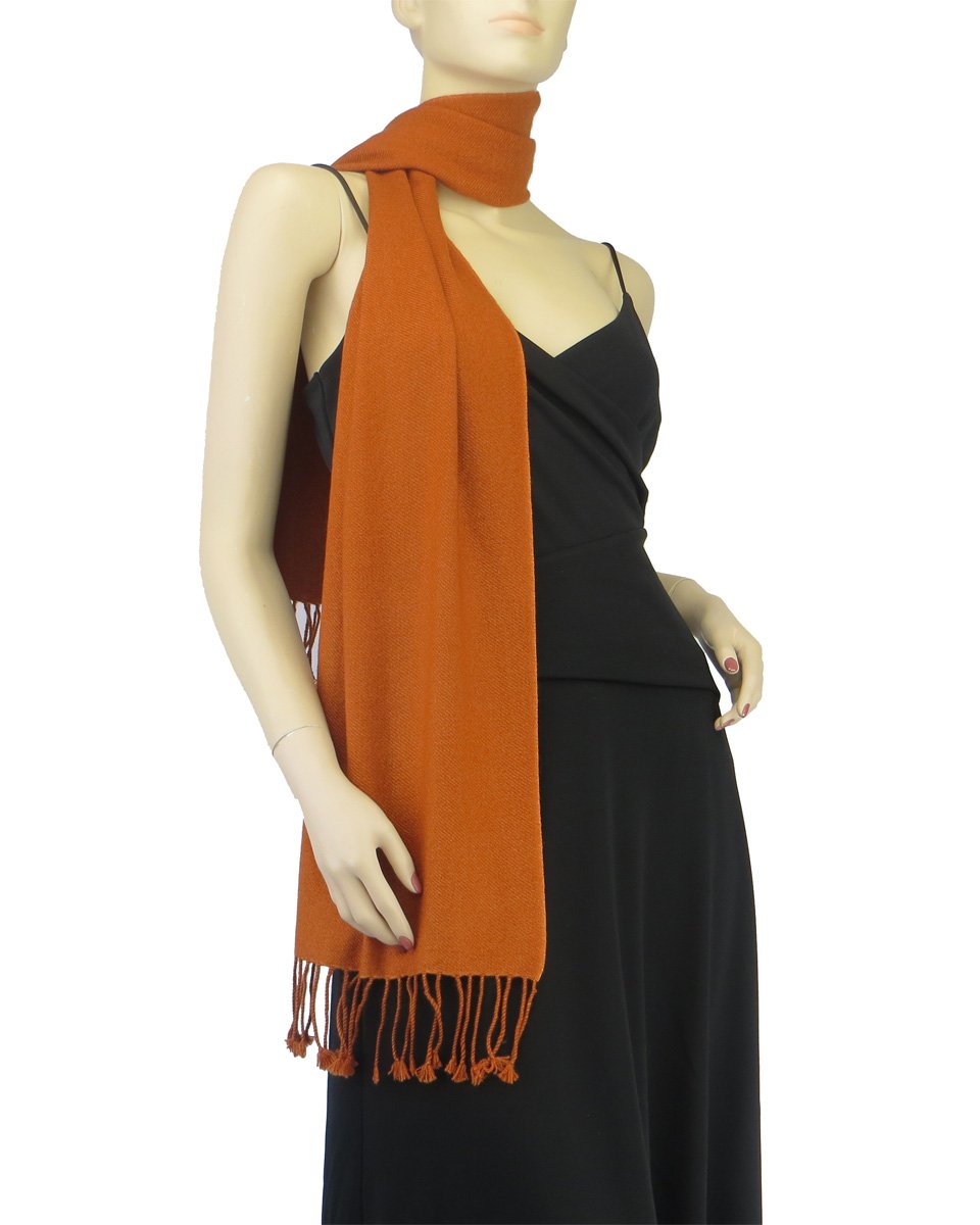Luxury 100% Pure Cashmere Pashmina Scarf - 3 Ply Soft & Warm Winter Shawl for Women - Elegant Burnt Orange Wrap - Perfect for Gifts, Travel & Cold Weather Fashion