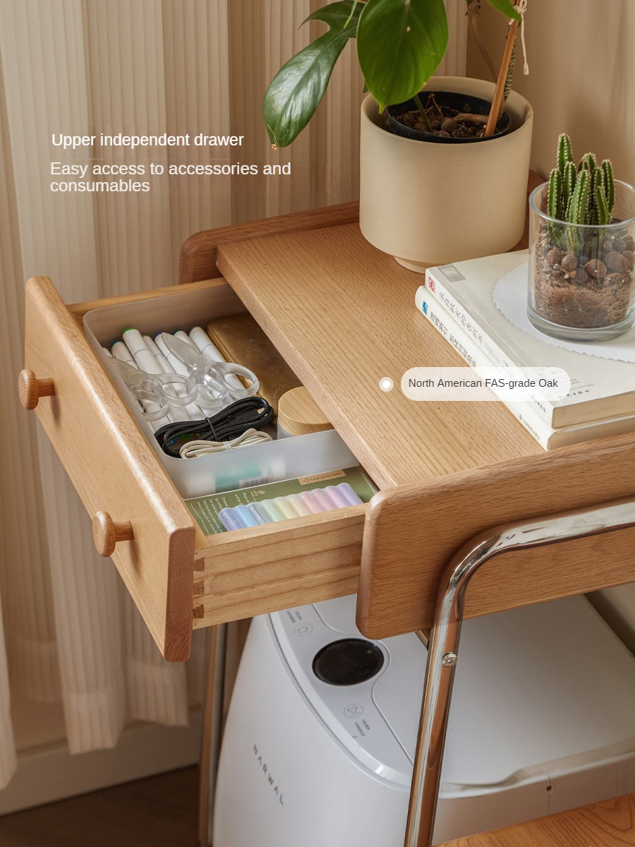 Premium Oak Solid Wooden Edge Cabinet with Adorable Robot Design - Perfect for Kids' Room, Playroom, and Unique Home Decor
