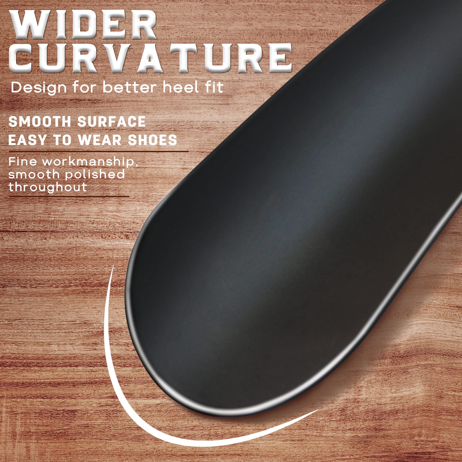 ZOMAKE 6.7 Inch Stainless Steel Shoe Horn with Leather Handle - Compact Travel Shoehorn for Men, Women, Seniors & Kids - Durable Metal Shoe Helper for Easy Dressing (Black) | Perfect for Travel, Home Use & Elderly Foot Care