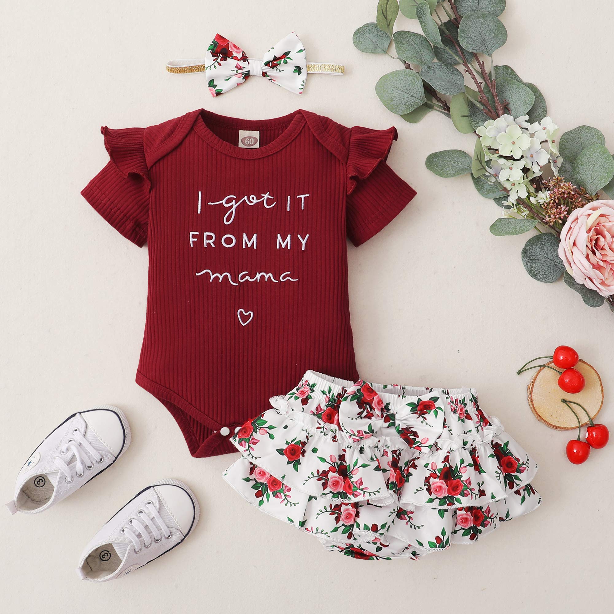 Mioglrie Newborn Baby Girl Clothes - Floral Romper & Shorts Set | Cute Summer Outfits for Infant Girls | Perfect for Playdates, Beach Trips & Family Photos