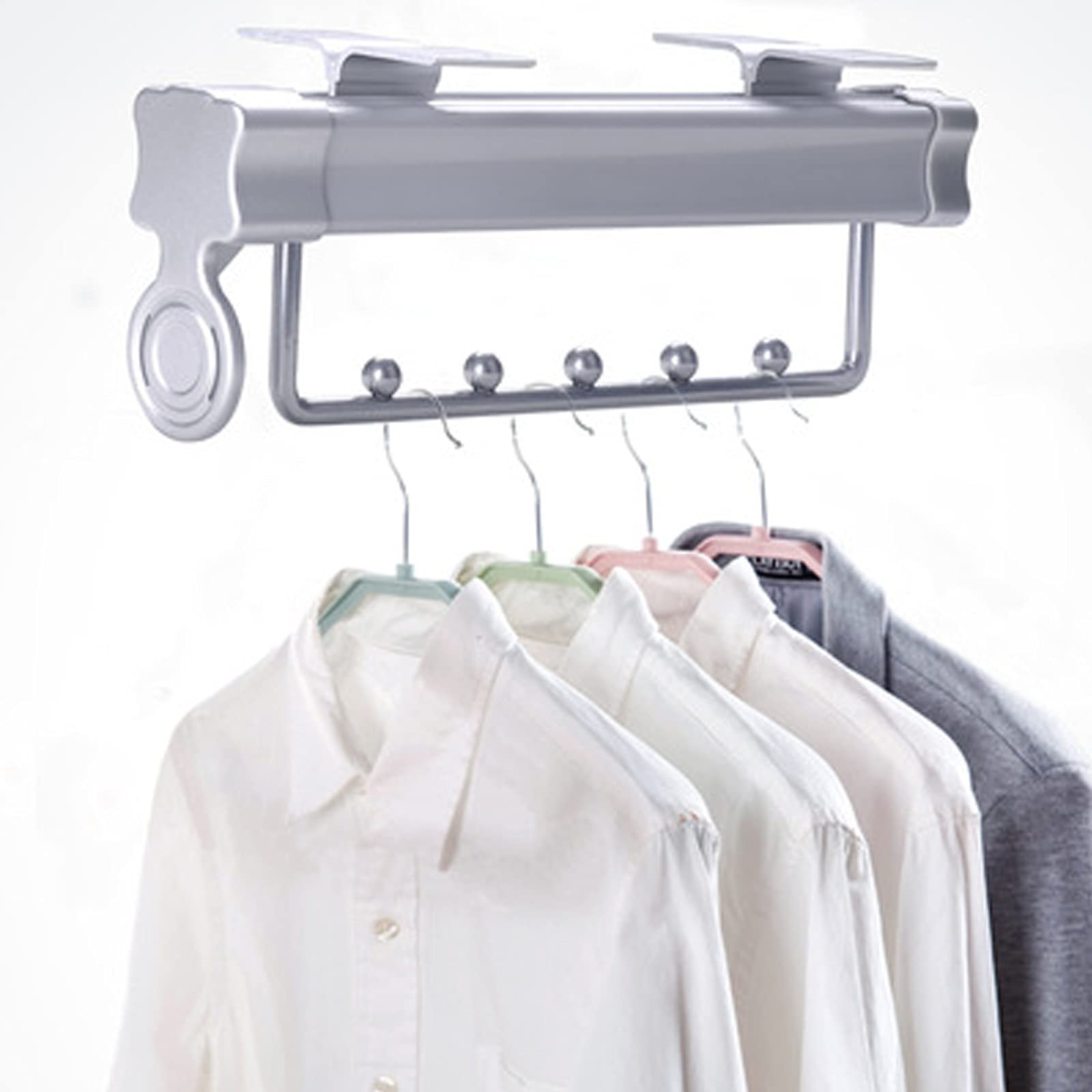 Stainless Steel Telescoping Closet Rod - Adjustable Wardrobe Hanger Rail for Pants, Clothes & Accessories (7.6 Inch/193mm) | Space Saving Clothing Organizer for Bedroom, Closet & Dorm Room Storage