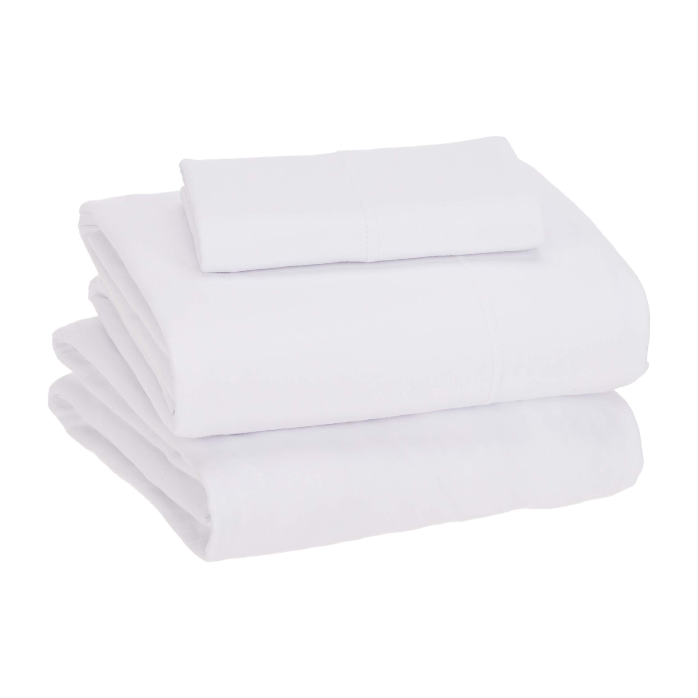 Amazon Basics Cotton Jersey Bed Sheet Set - Twin XL, Soft Breathable White Sheets for Comfortable Sleep - Perfect for Dorms, Guest Rooms & Everyday Use