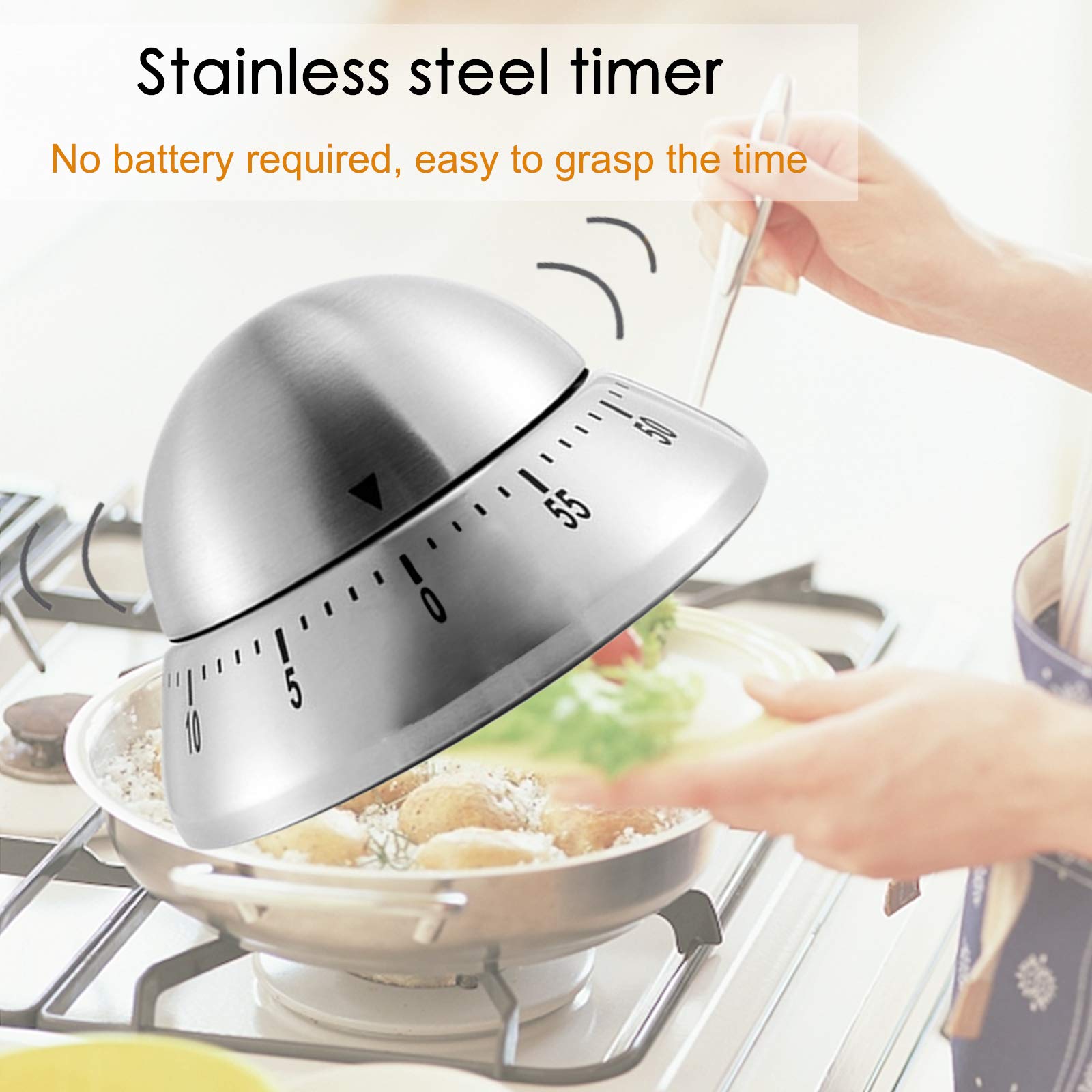 VideoPUP Stainless Steel Mechanical Kitchen Timer - Precision Cooking, Baking, Study & Fitness Timer for Home, Office, Gym | Perfect for Meal Prep, Homework Sessions, Workout Timing & Facial Care Routine