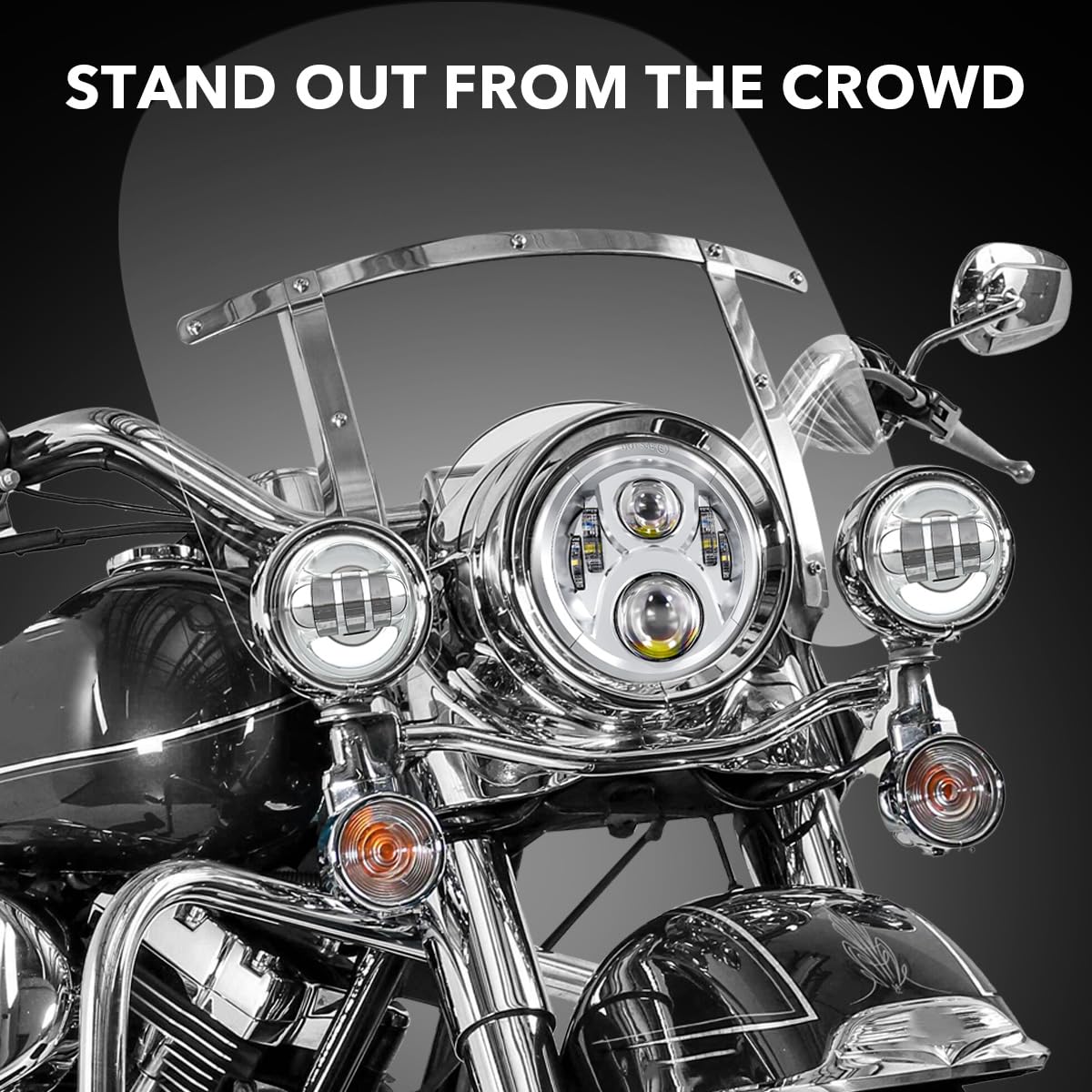 7 Inch LED Headlight Fog Lights for Harley Davidson Touring, Road King, Ultra Classic, Electra Glide, Street Glide, Trike, CVO, Heritage Softail, Slim, Deluxe, Fatboy - High Visibility for Night Riding and Bad Weather Conditions