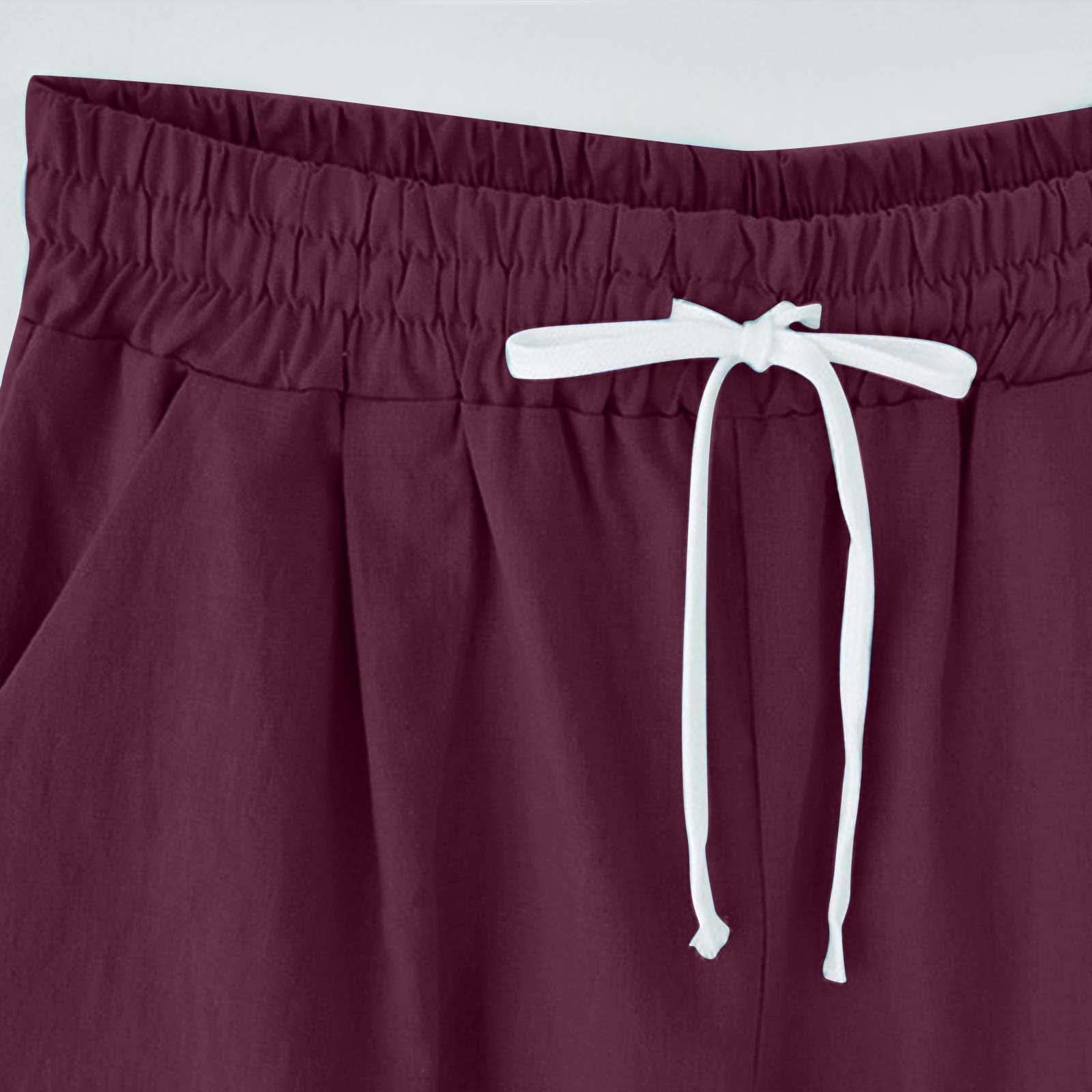 AMDBEL Women's Cotton Bermuda Shorts with Pockets - Knee Length Pull-On Lounge Shorts for Walking, Travel & Casual Wear | Soft Sweat Knit Fabric | Comfortable Summer Shorts for Women