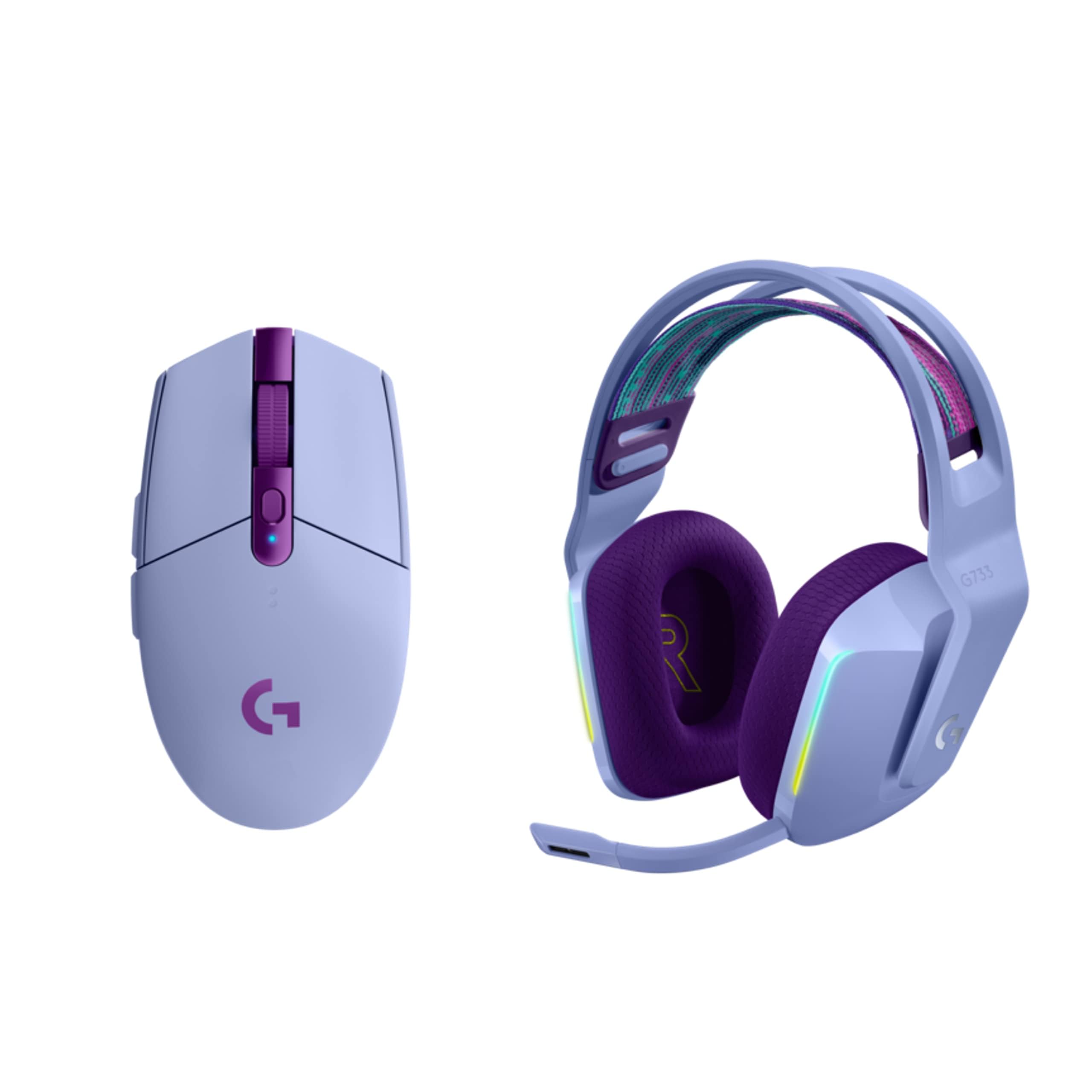 Logitech G305 Lightspeed Wireless Gaming Mouse & G733 Lightspeed Wireless Gaming Headset Combo - Lilac | Wireless PC Gaming Setup for Esports, Streaming & Home Office