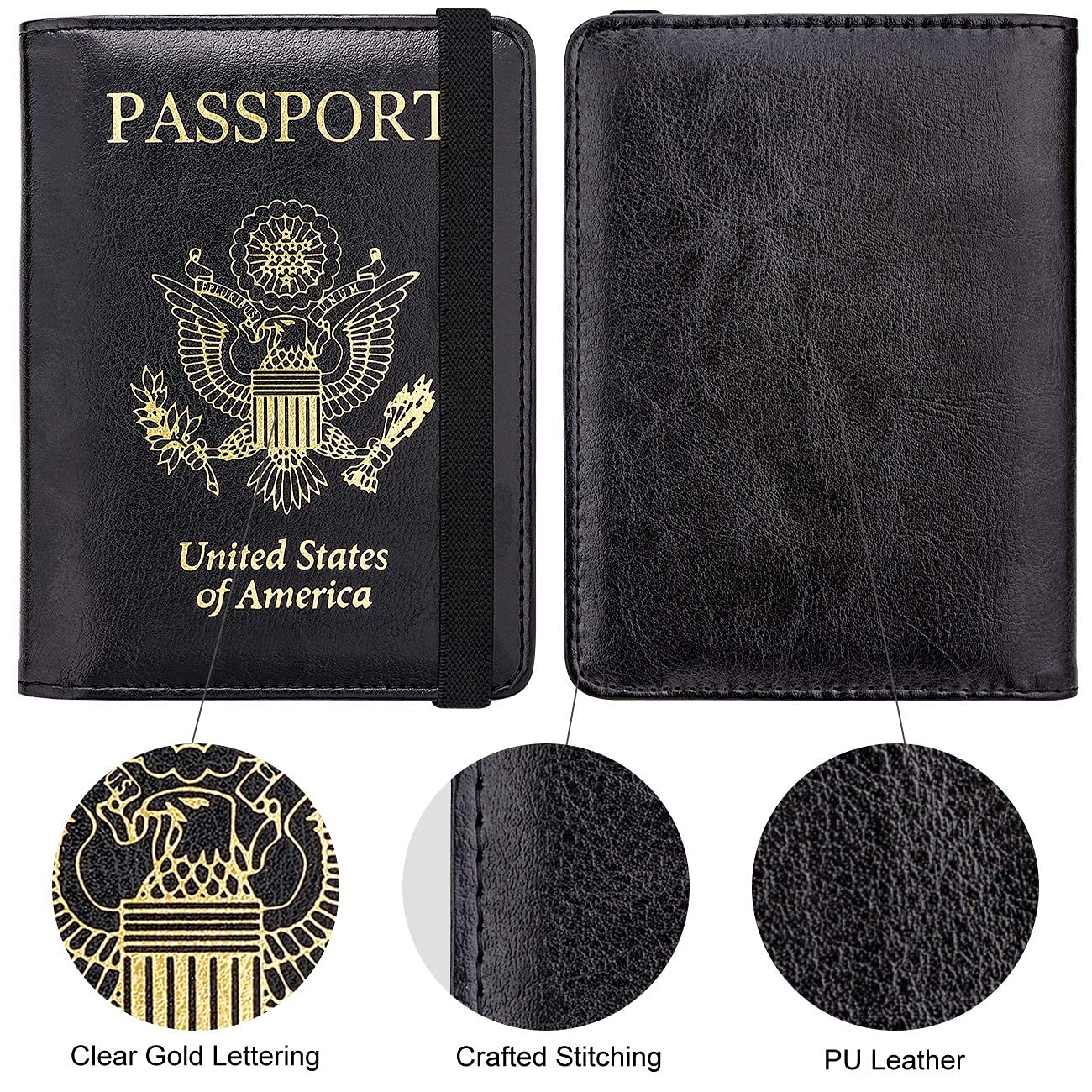 Premium PU Leather Passport Holder & Neck Wallet Travel Set - RFID Blocking Security for International Trips, Vacations & Airports