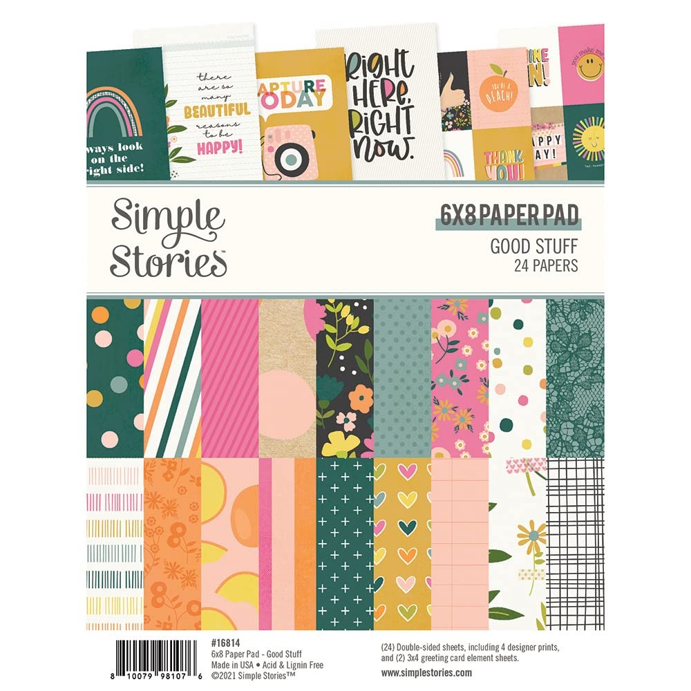 Simple Stories Good Stuff 6x8 Inch Scrapbook Paper Pad - Acid-Free, Lignin-Free for Card Making, Journaling, and DIY Crafts