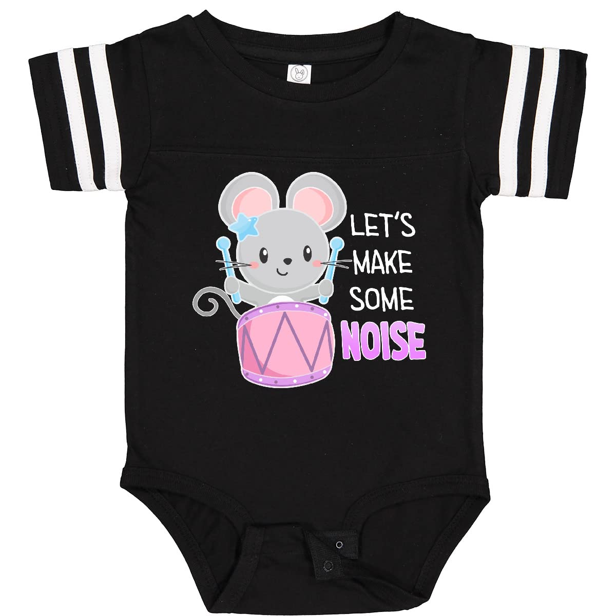 Inktastic Let's Make Some Noise Cute Mouse Drummer Baby Bodysuit - Adorable Musical Themed Onesie for Infants & Toddlers - Perfect for Concerts, Birthday Parties & Photo Shoots