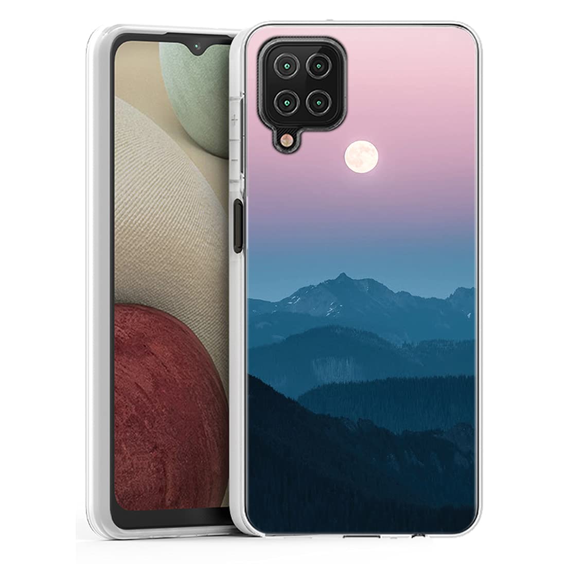 Shockproof Rugged TPU Clear Phone Case for Samsung Galaxy A12 - Durable Protective Cover with Mountain Sunset Design | Perfect for Outdoor Adventures, Hiking & Daily Use