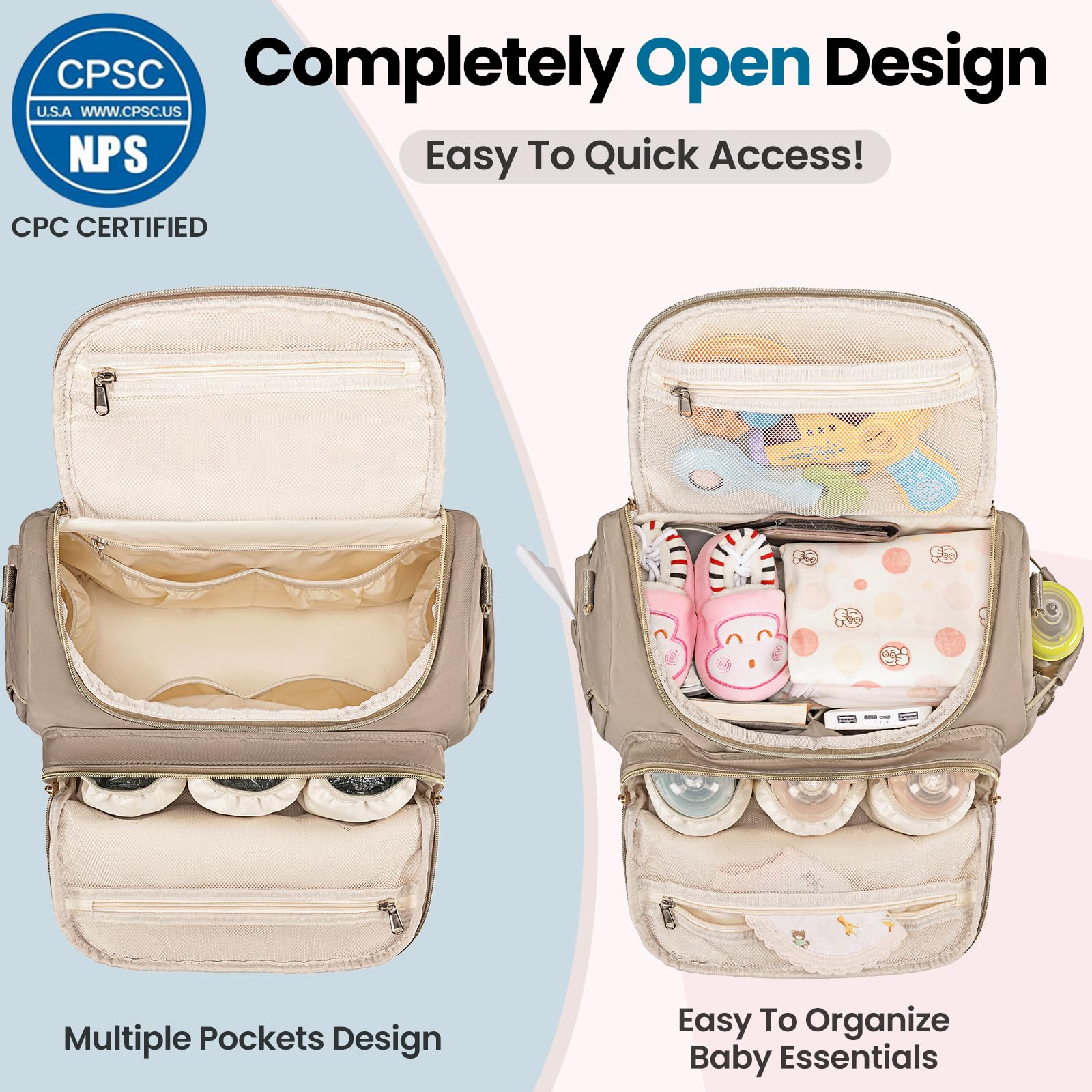 4 in 1 Convertible Diaper Bag Backpack - Waterproof Baby Diaper Bag with Changing Pad - Converts to Tote, Backpack, Stroller Bag & Crossbody - Perfect for Travel, Shopping & Parenting On-The-Go