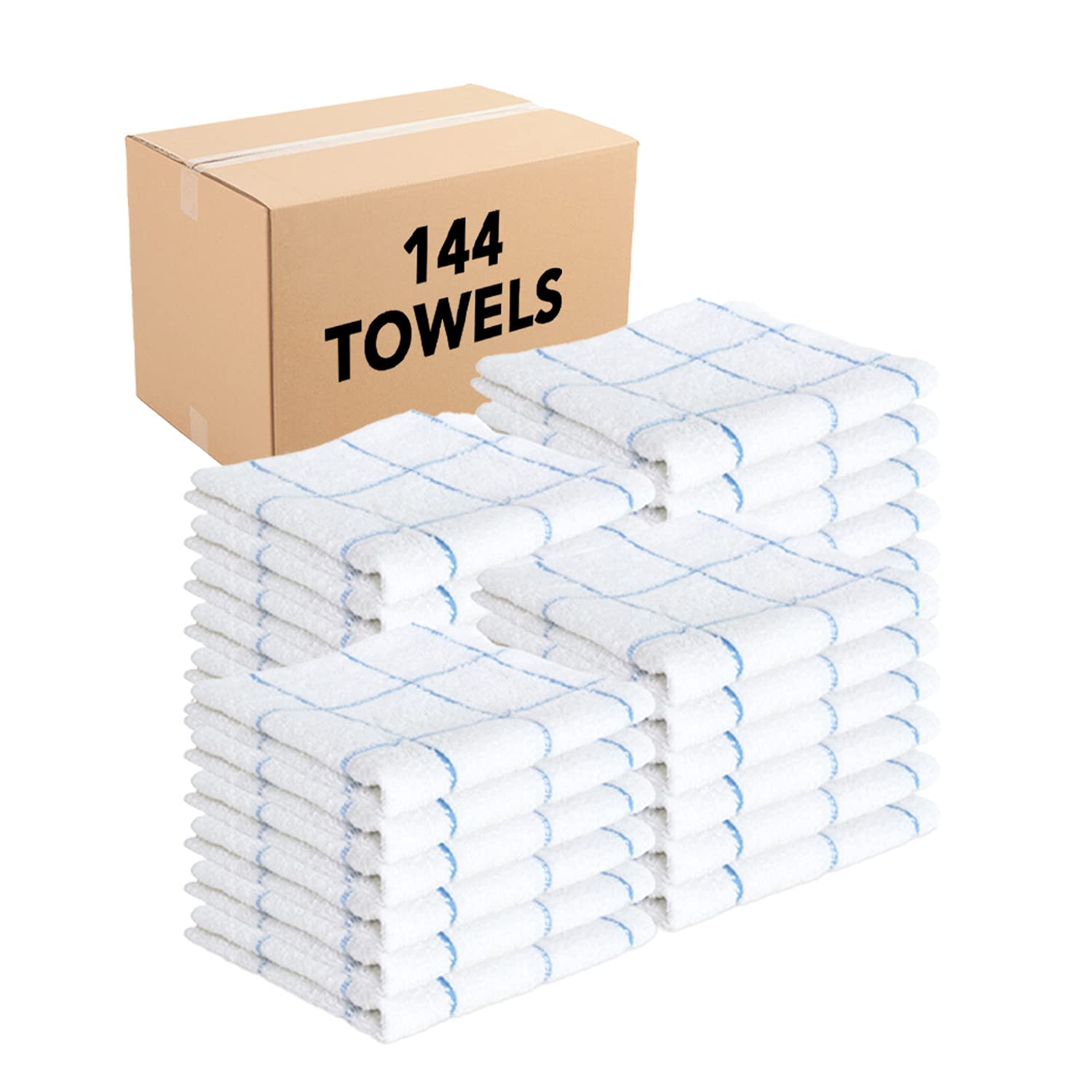 Premium 100% Cotton Terry Dish Towels - Bulk Pack of 144 | Super Absorbent & Quick Dry Kitchen Towels (12