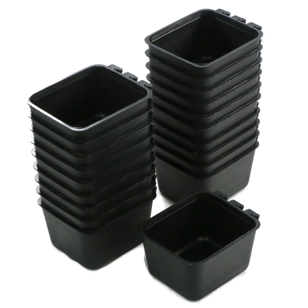 20-Pack Black Cage Cups with Shift Lock Design - Durable Food & Water Bowls for Caged Pets (Rabbits, Guinea Pigs, Hamsters) - Secure Feeding Solution for Animal Cages & Enclosures