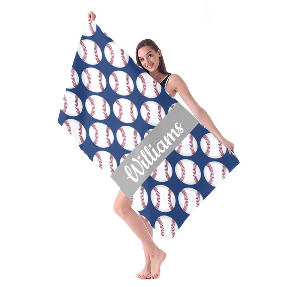 Custom Personalized Beach Towels with Name - Quick Dry Absorbent Microfiber Sports Pattern (30x60 Inch) - Sand Proof Pool Bath Blanket for Kids, Girls, Boys & Adults | Perfect for Beach, Pool, Gym & Outdoor Activities